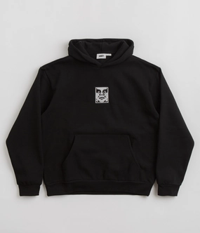 Button front Classic Style Obey Icon Extra Heavy Hoodie - Black
