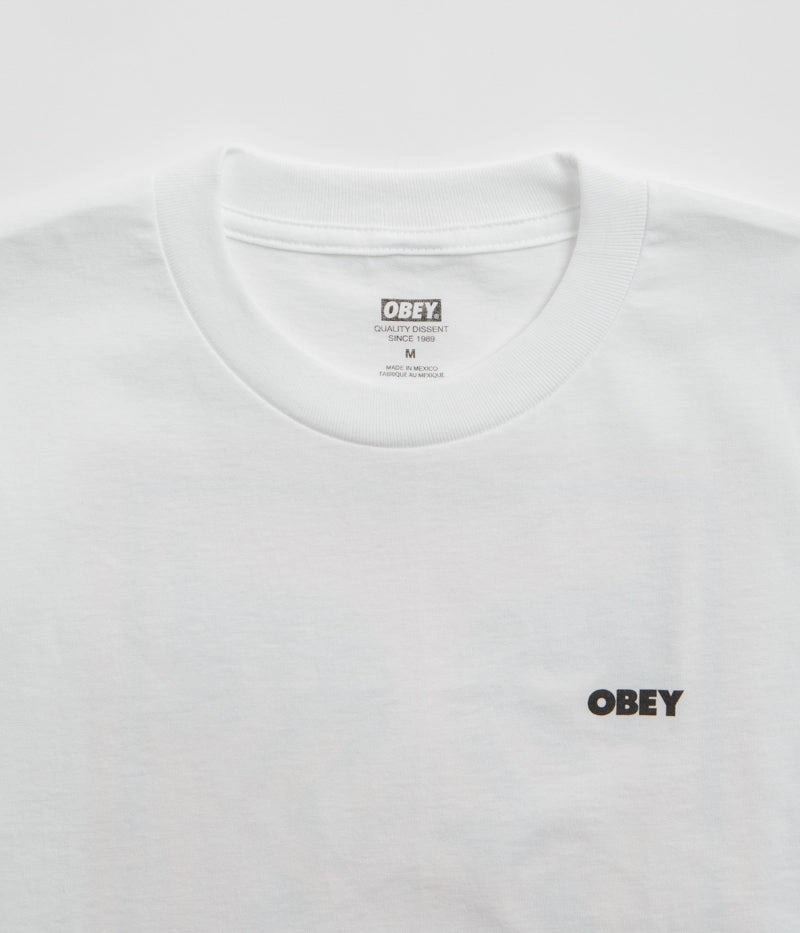 Obey Icon Stencil Flame T-Shirt - White Durable Colorfast Finish casual and comfortable