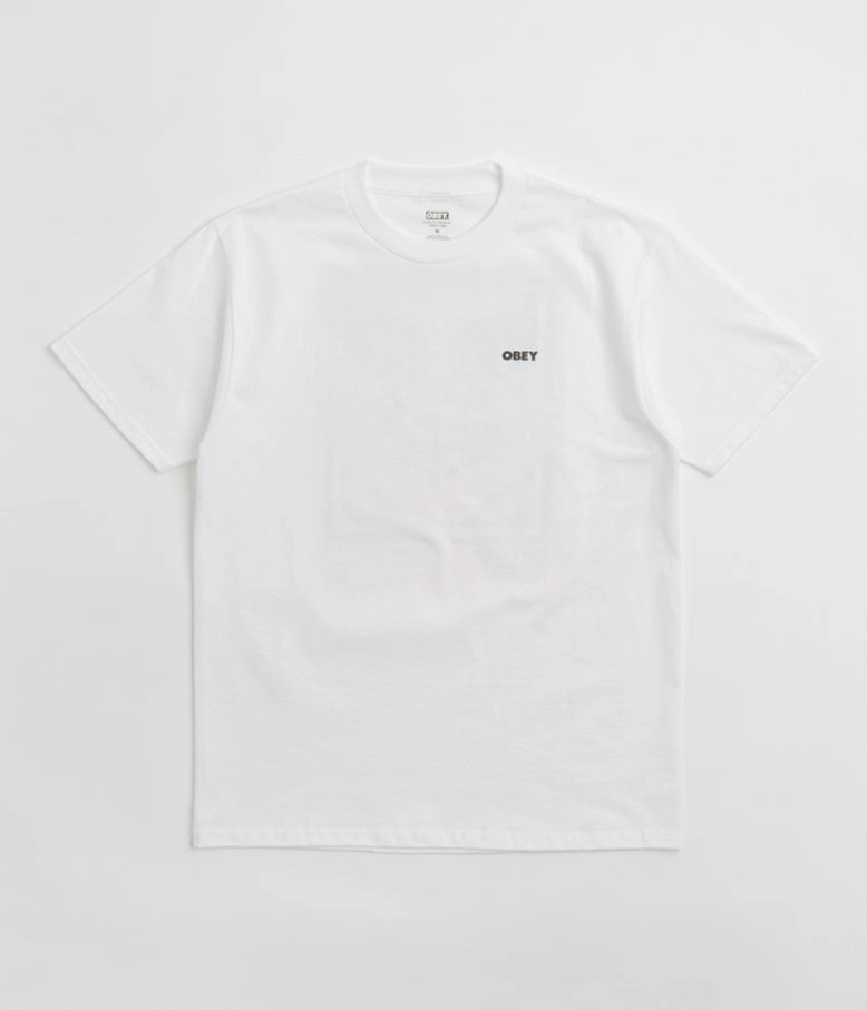Textured Surface Obey Icon Stencil Flame T-Shirt - White