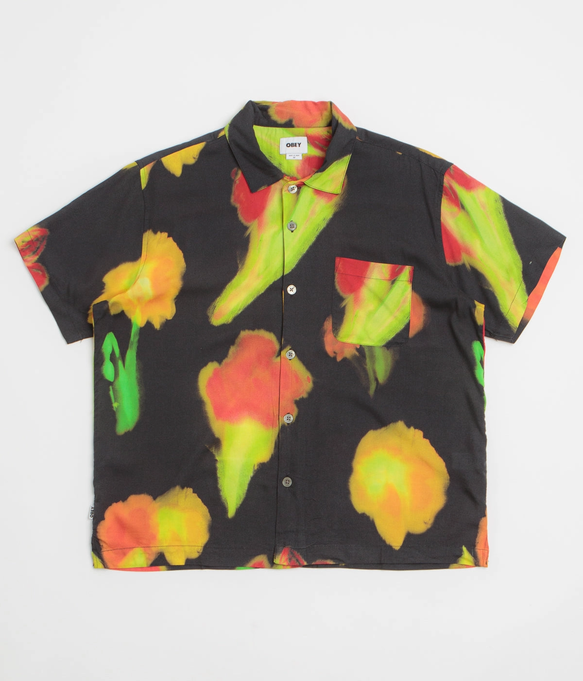 Patterned Design Obey Kinney Short Sleeve Shirt - Black Multi