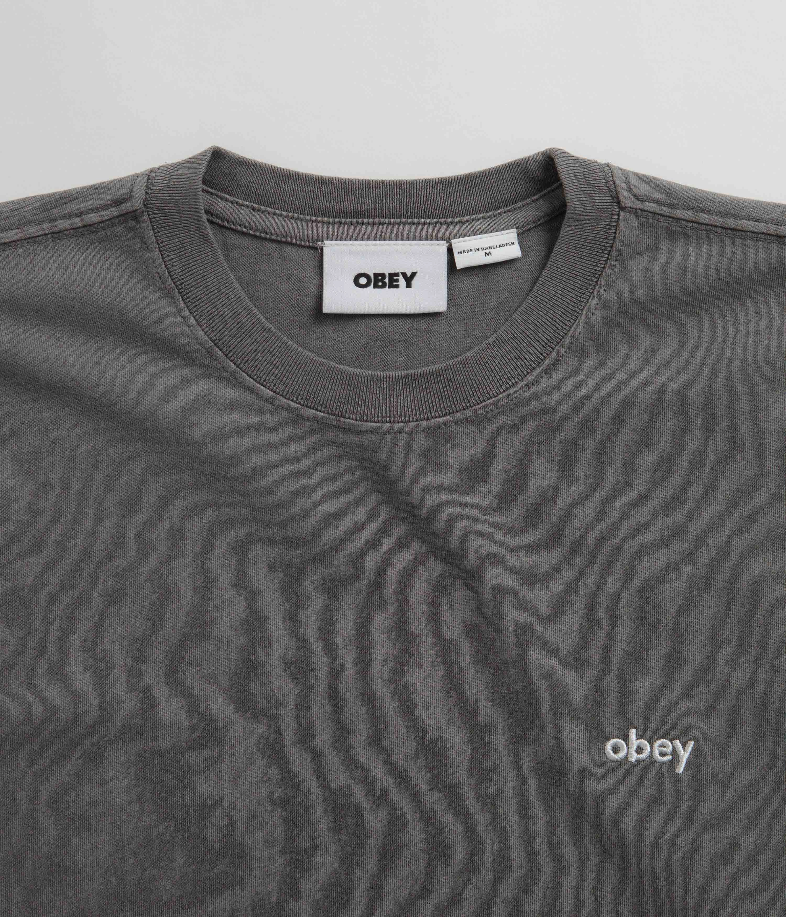 Obey Lowercase Pigment T-Shirt - Digital Black Breathable Fit Vintage authenticity