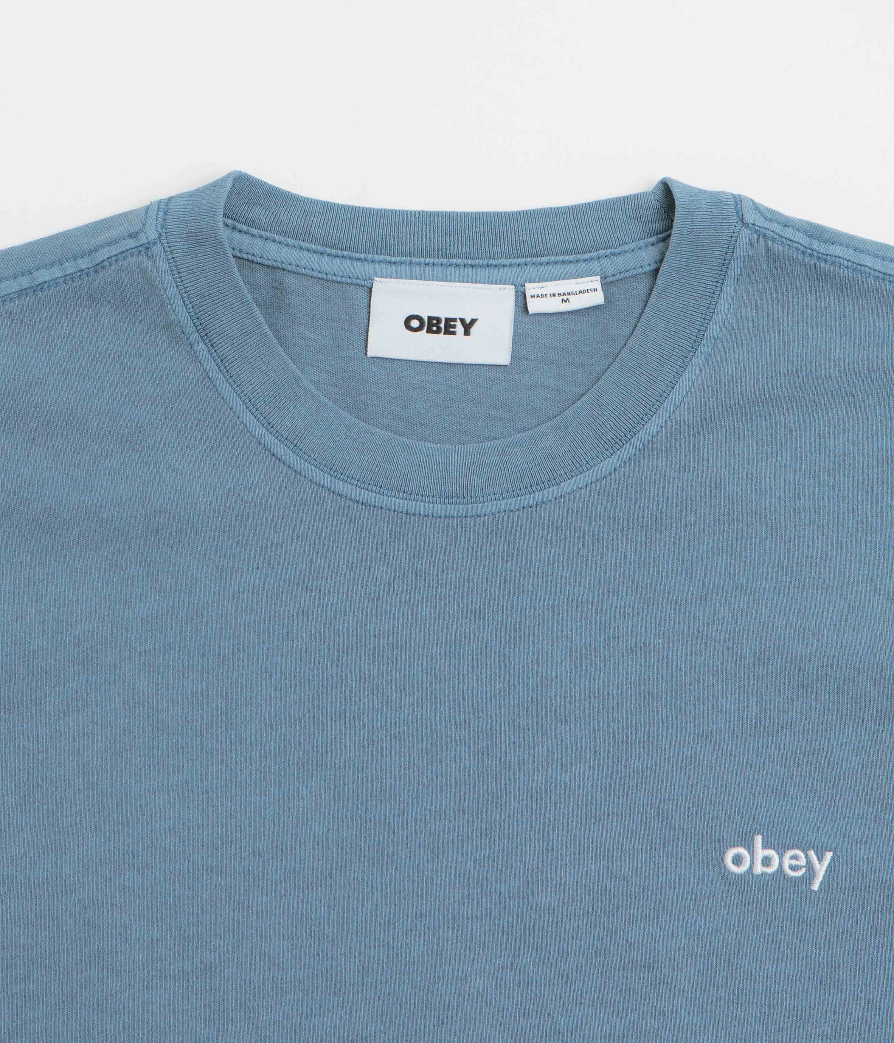 Obey Lowercase Pigment T-Shirt - Pigment Coronet Blue Outdoor Trend Relaxed Fit Design
