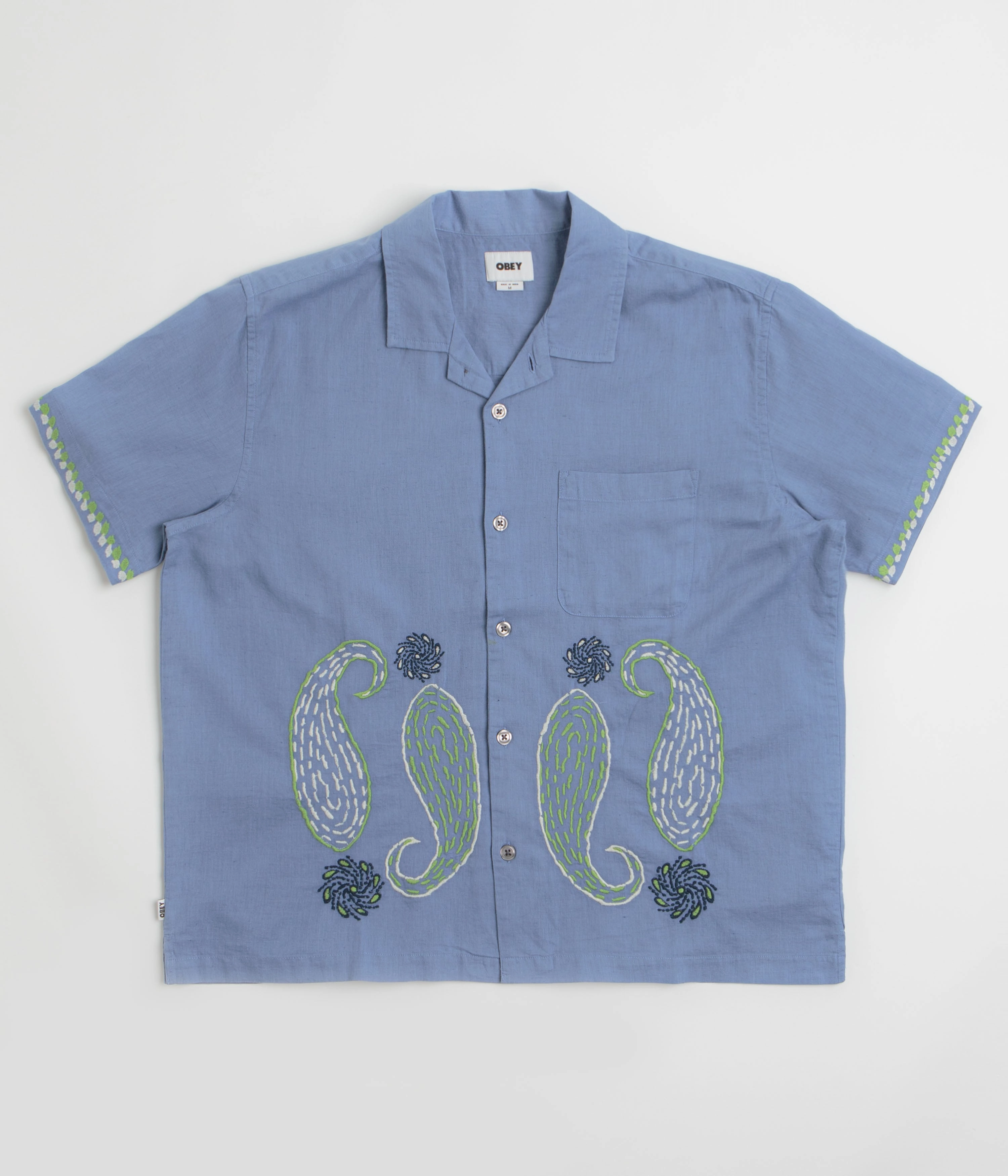 On-The-Go Style Obey Quentin Short Sleeve Shirt - Colony Blue Multi