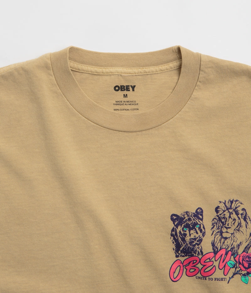 Casual Elegance Tear Resistant Knit Obey Unite & Fight T-Shirt - Pigment Light Khaki
