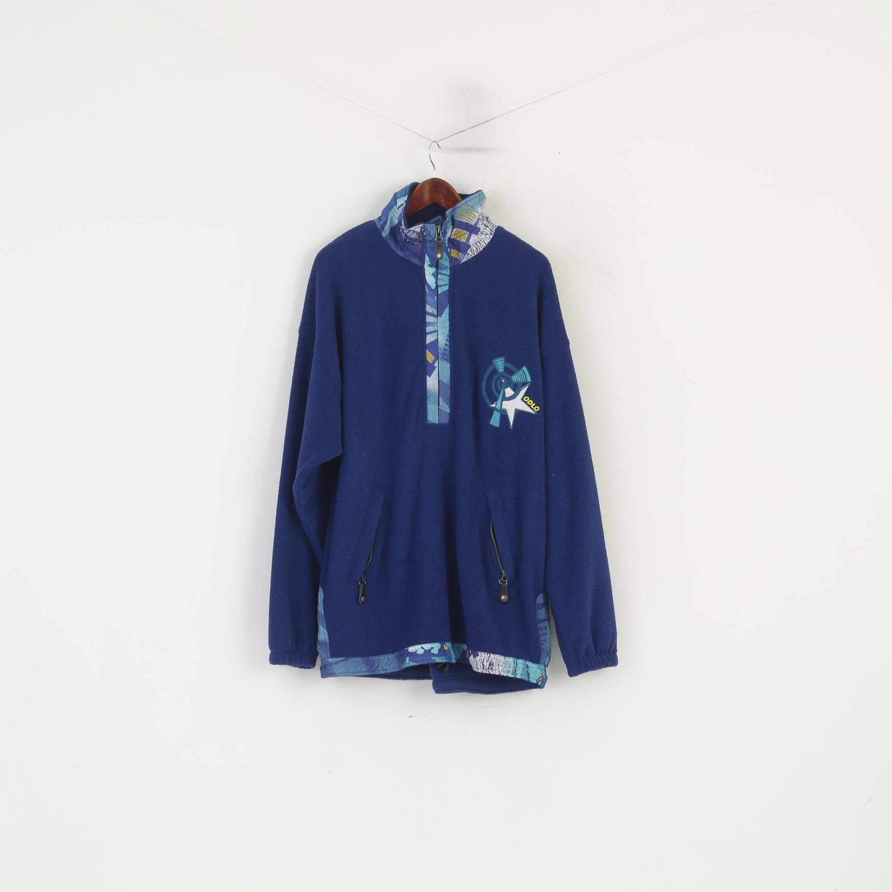 Odlo Men XL 52/54 Fleece Top Navy Vintage Sportswear Functional Tall Sweatshirt product patch uniqueness