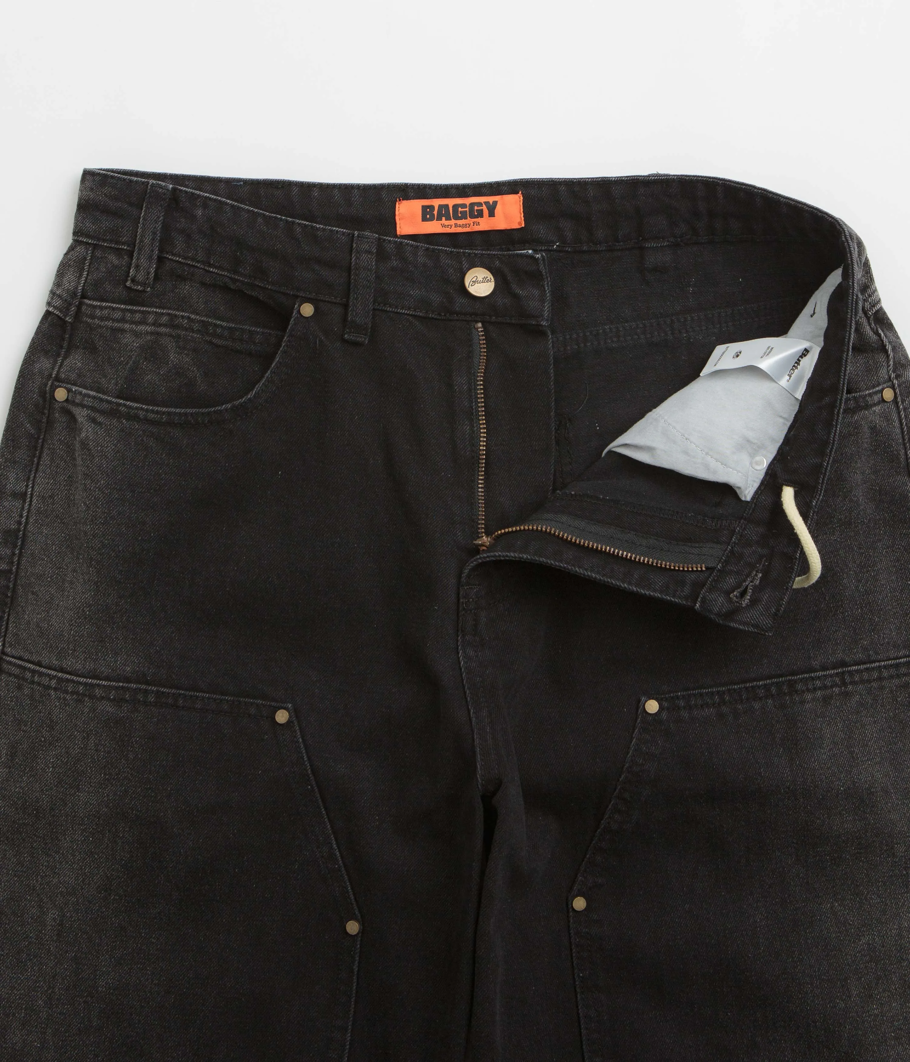 Laser Cut Edges Butter Goods Bronco Jeans - Washed Black