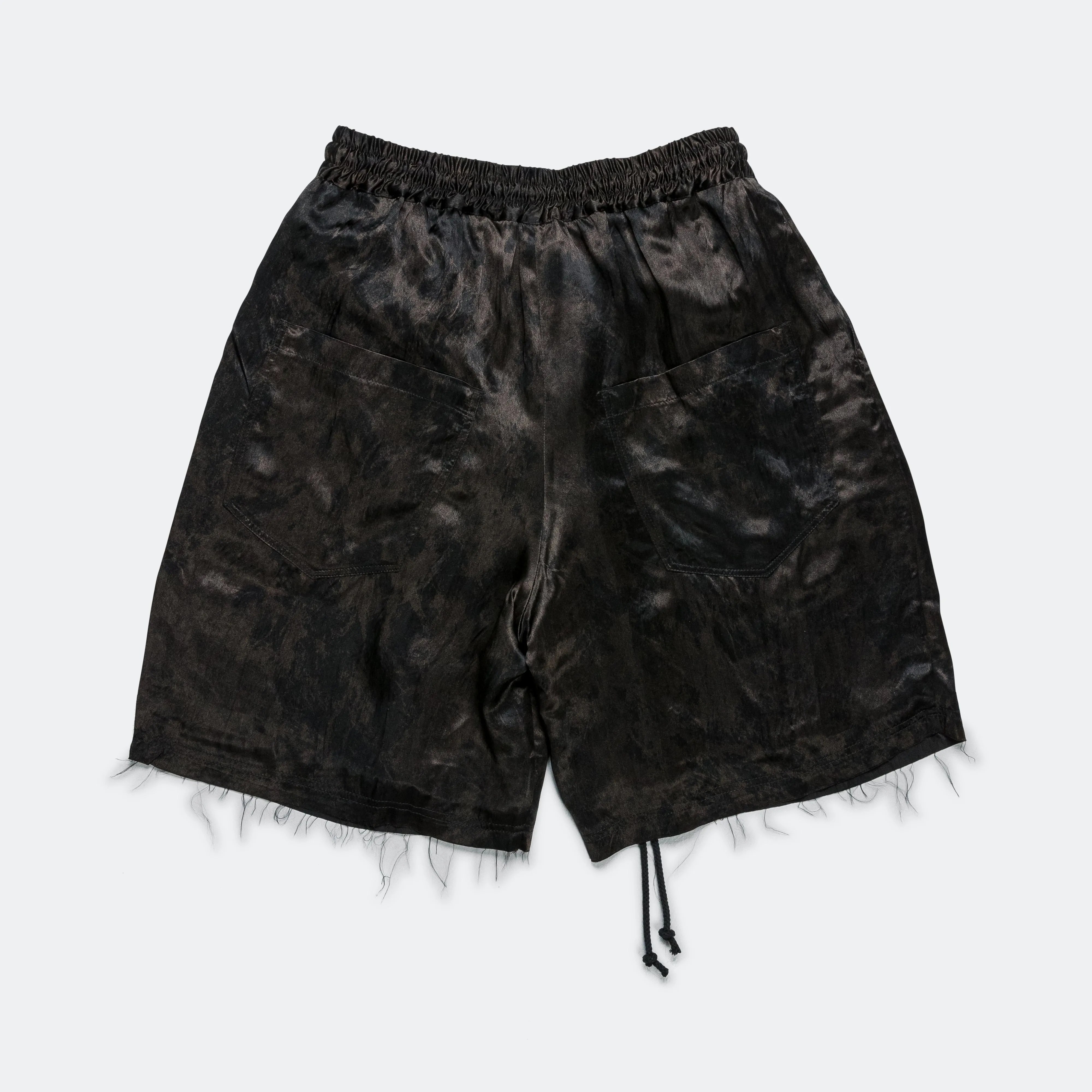 Sporty Casual Multi Pocket Functionality Lined Elasticed Shorts - Black Vintage Splatter