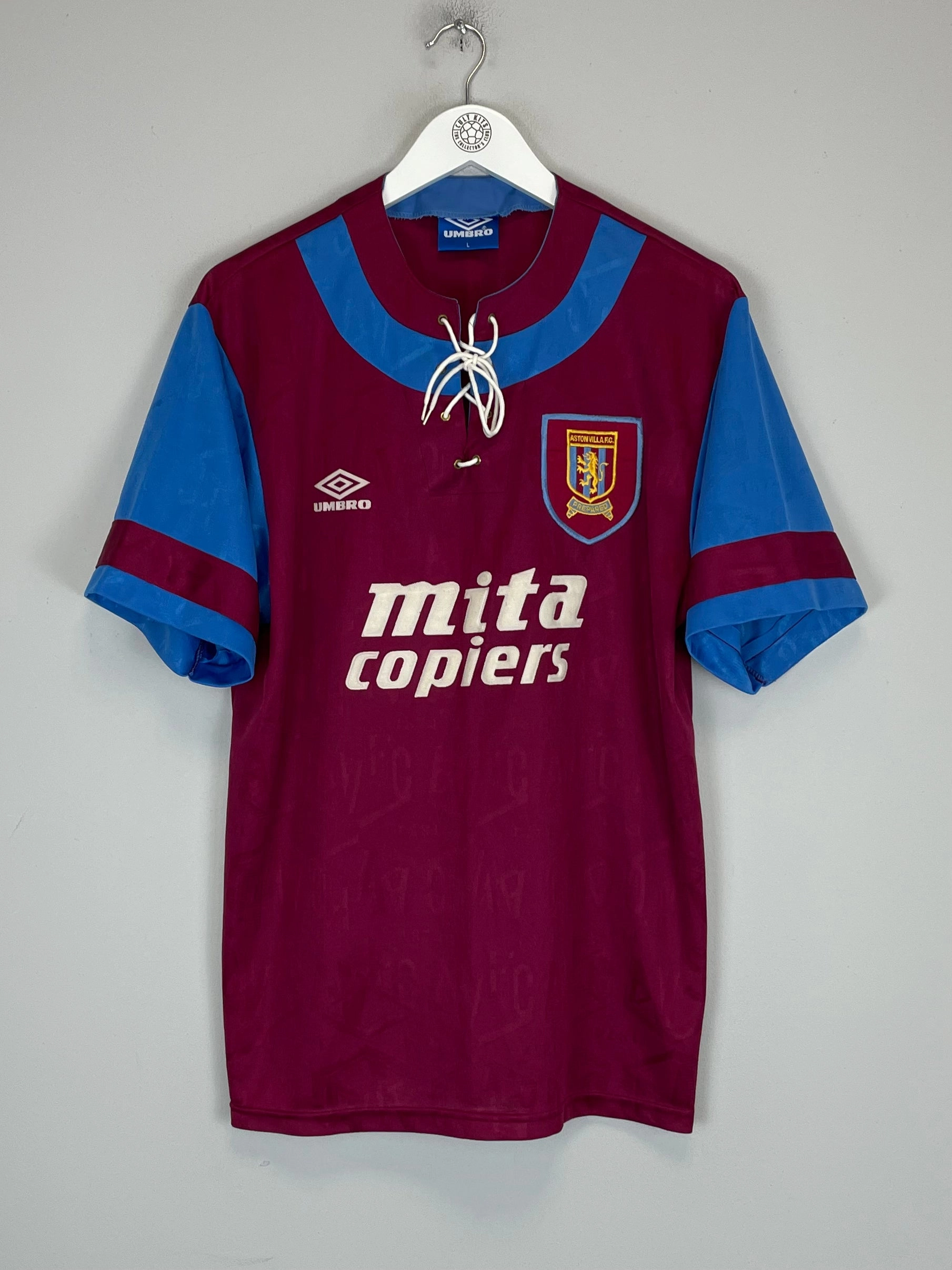 Non Restrictive Tailoring 1992/93 ASTON VILLA HOME SHIRT (L) UMBRO