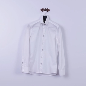 Polka Dot No Bulk Layering System Ricco Vero Mens S Casual Shirt White Cotton Traveller Button Down Collar Long Sleeve