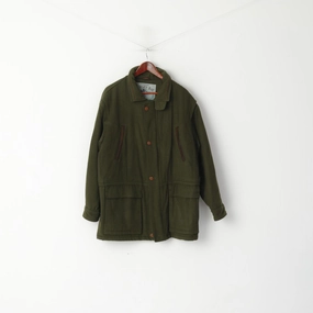 BUSH Vintage Hudson Bay Men 50 L Jacket Green Wool Cachmere Sportswear Canadian Coat photographers Adaptive Climate Control