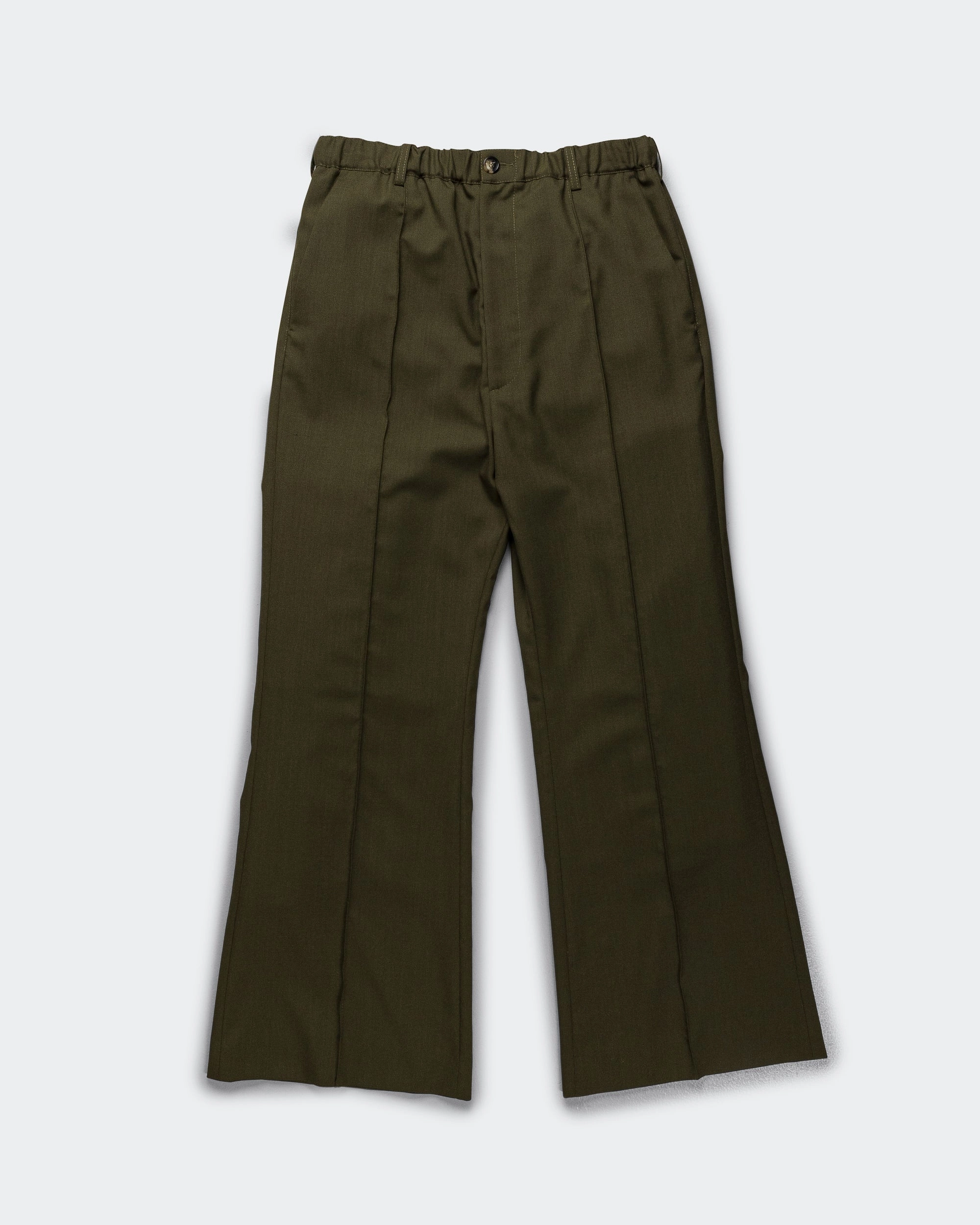 Tropical Wool Trousers - Deep Sage Laser Cut Perforations Stay Dry