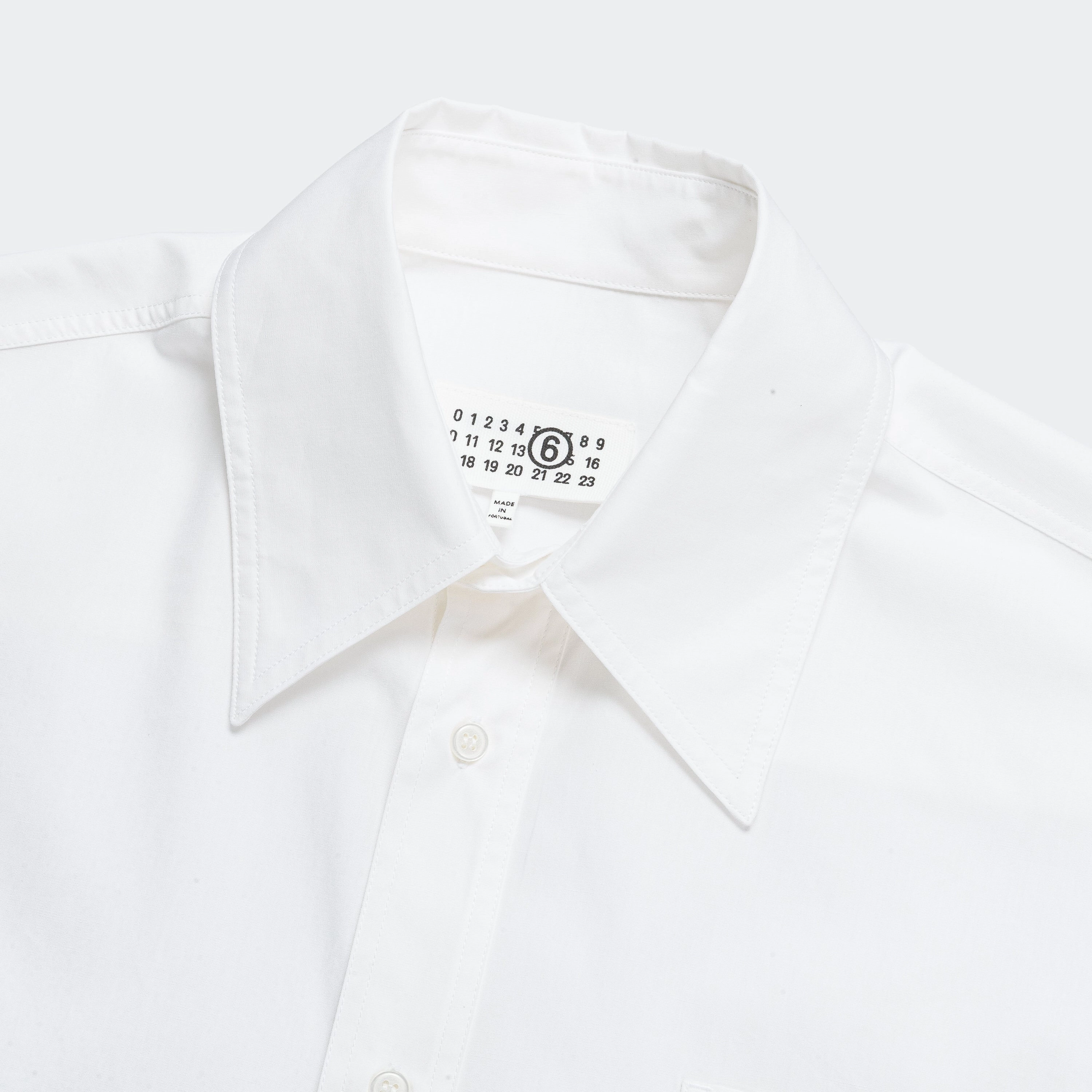 Long Sleeve Patch Shirt - White Airflow Ventilation System Layered Collar