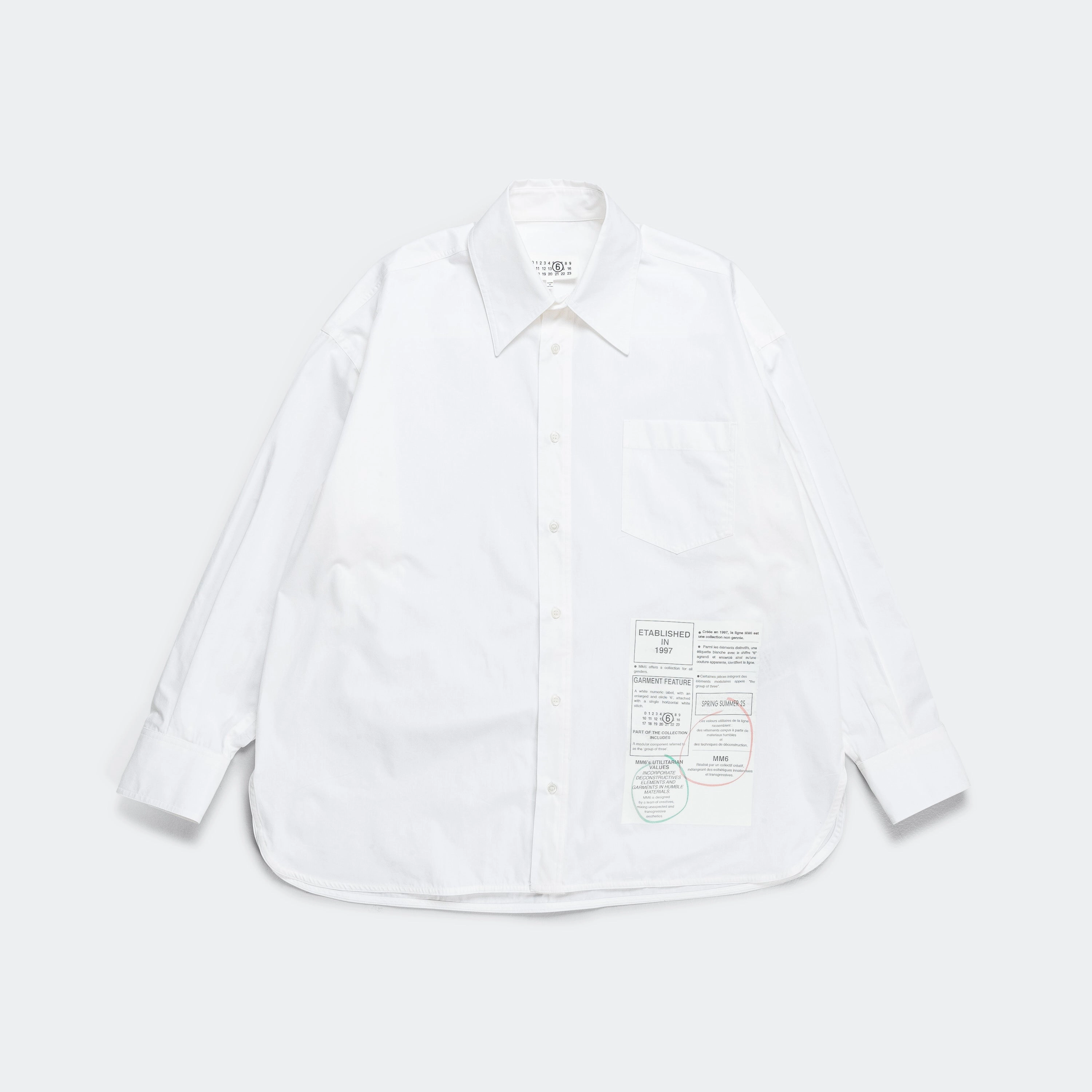 Wardrobe Essential Long Sleeve Patch Shirt - White