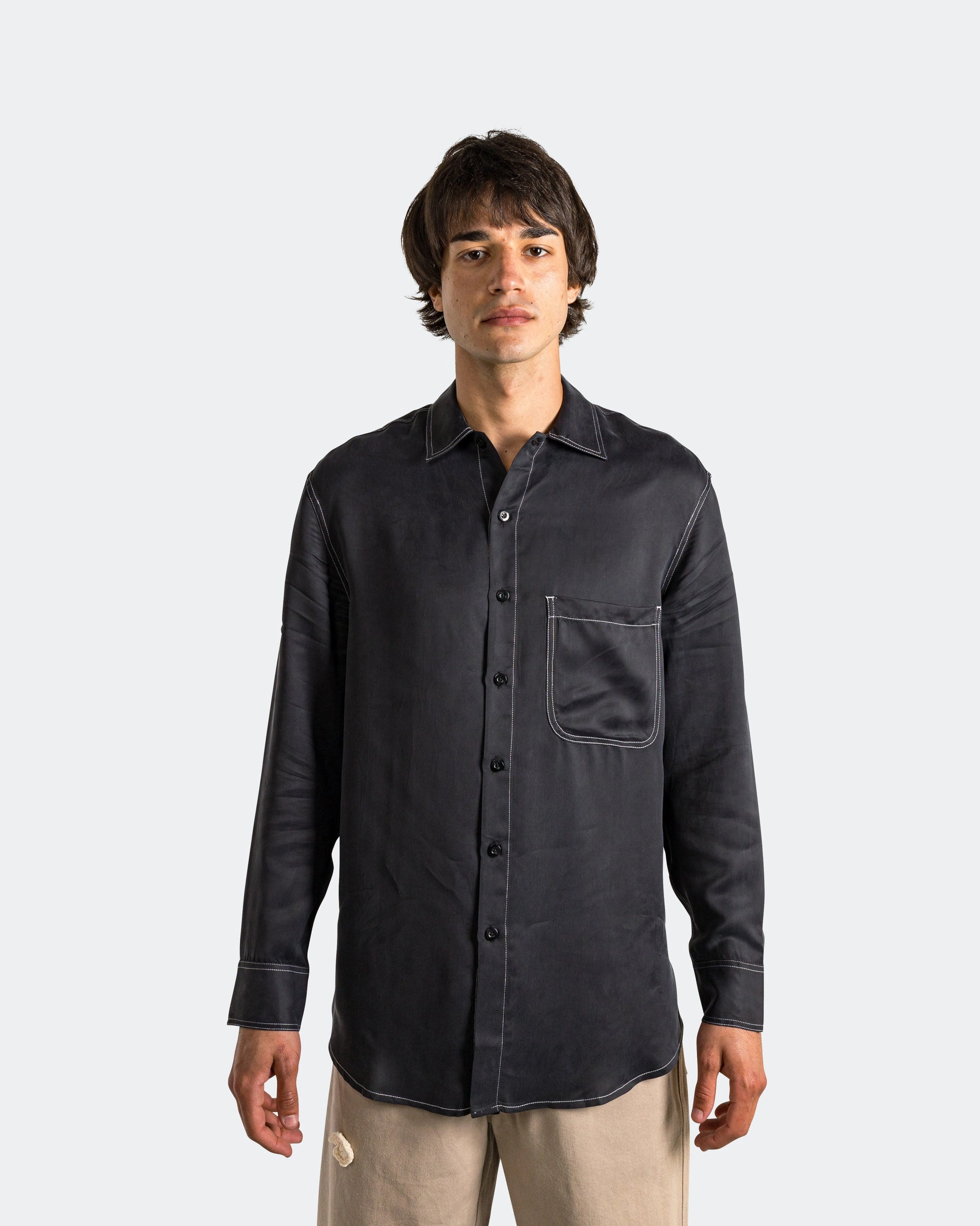 LS Oversized Shirt - Black Peach Cupro Non Restrictive Armhole Sleepwear