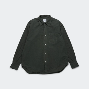 Classic Collar Unisex style Ole Cotton Tencel Shirt - Black Olive