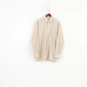 Classic Style Olymp Luxor Men 16.5 42 XL Casual Shirt Beige Cotton Long Sleeve Vintage Top