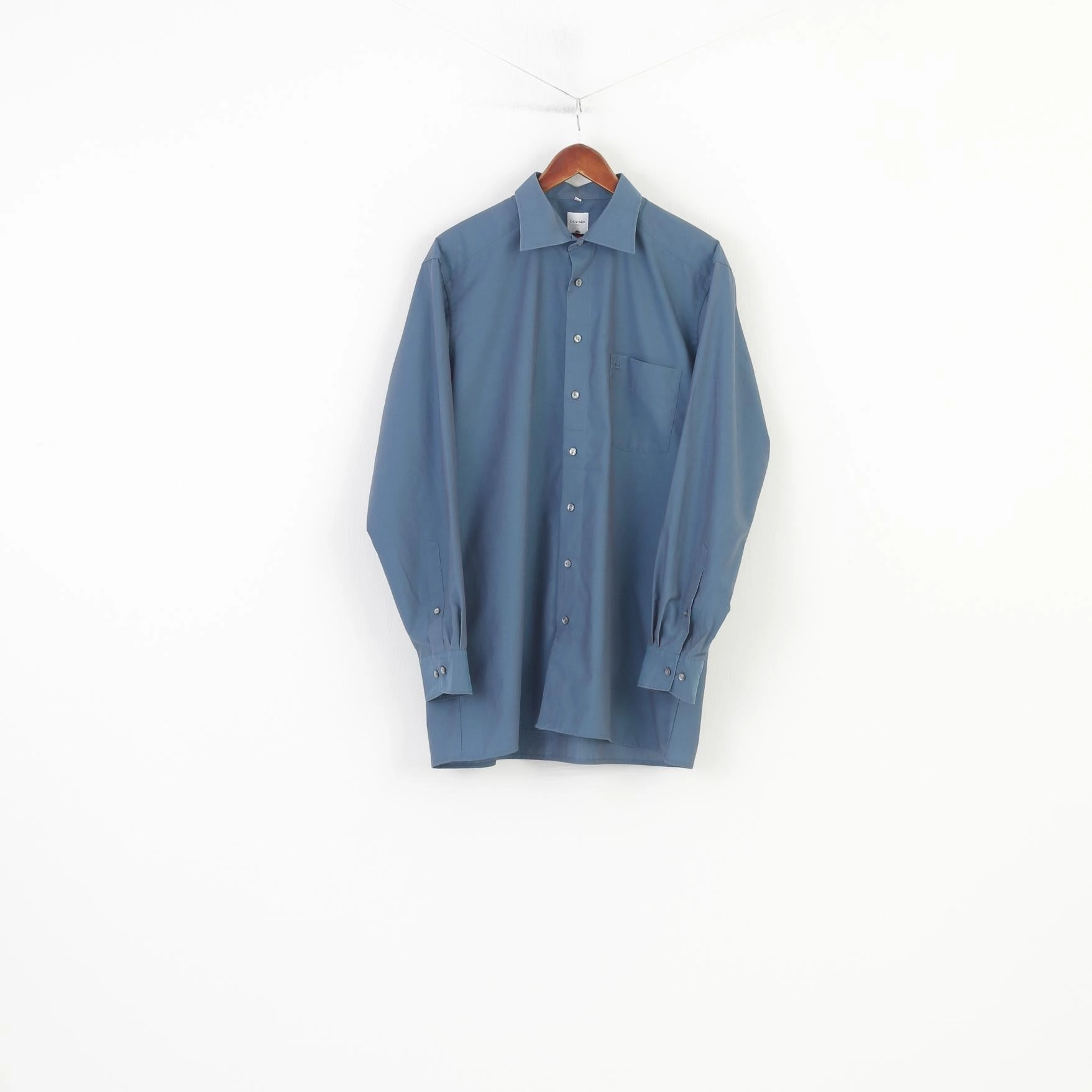 Trendy Apparel Athleisure Trend Olymp Luxor Men 17 43 2XL Casual Shirt Slim Line  Turquoise Long Sleeve Cotton Vintage Top