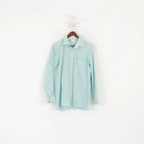 Olymp Tendenz Men 42 L Casual Shirt Green Check Cotton Regular Fit Long Sleeve Top Weekend Outfit