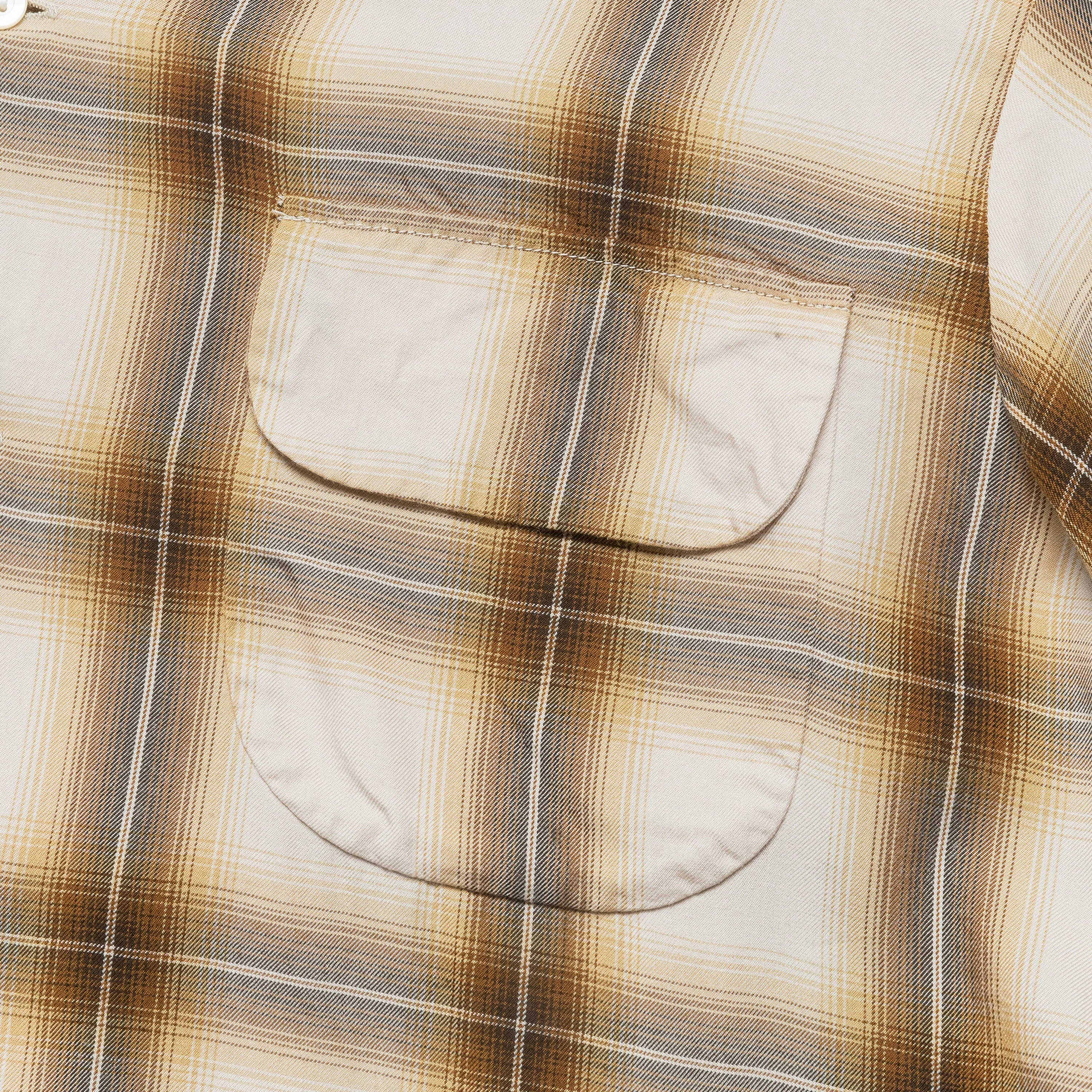 Flexible Placket Structure Ombre Check Shirt - Brown