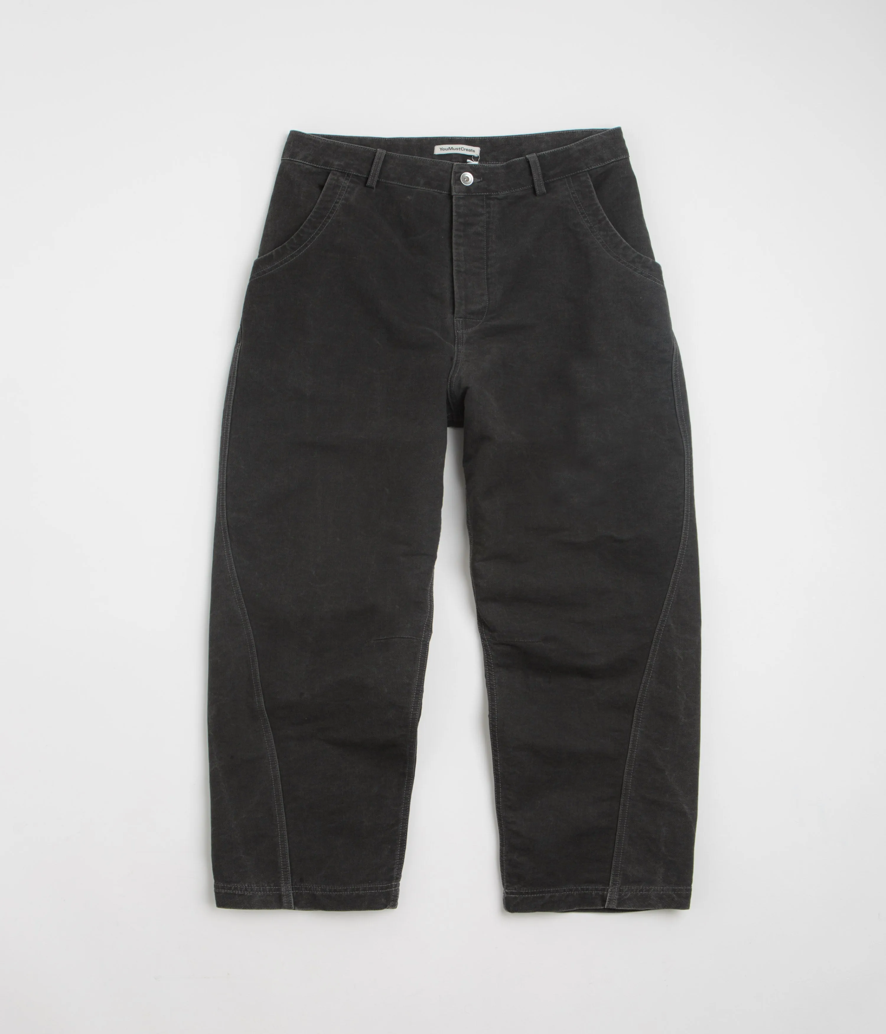 YMC Twisted Seam Jeans - Charcoal Couple Look Smooth Urban Casual