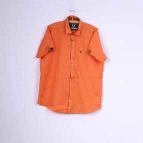Cool Comfort Louis Philippe Mens XL Casual Shirt Orange Cotton Authentic Sportswear Top