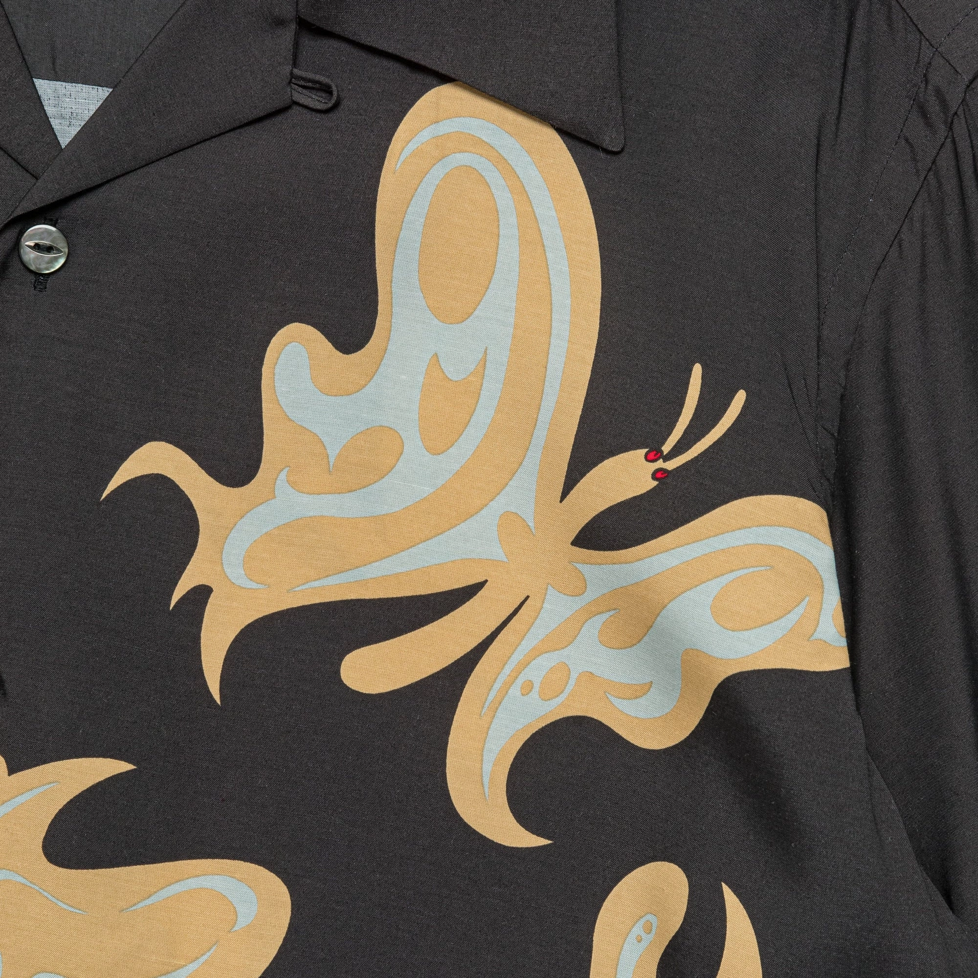 Outerwear Companion Polished Placket One-Up SS Shirt x Kae Tanaka - Black KT Papillon