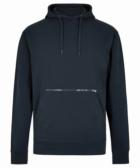 Regular Fit Pique Hoodie With Zipped Pocket | NAVY Layered Hem Design