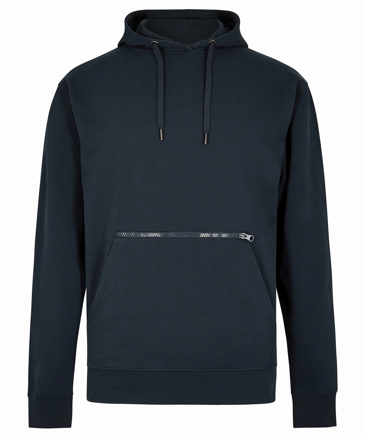 Regular Fit Pique Hoodie With Zipped Pocket | NAVY Layered Hem Design