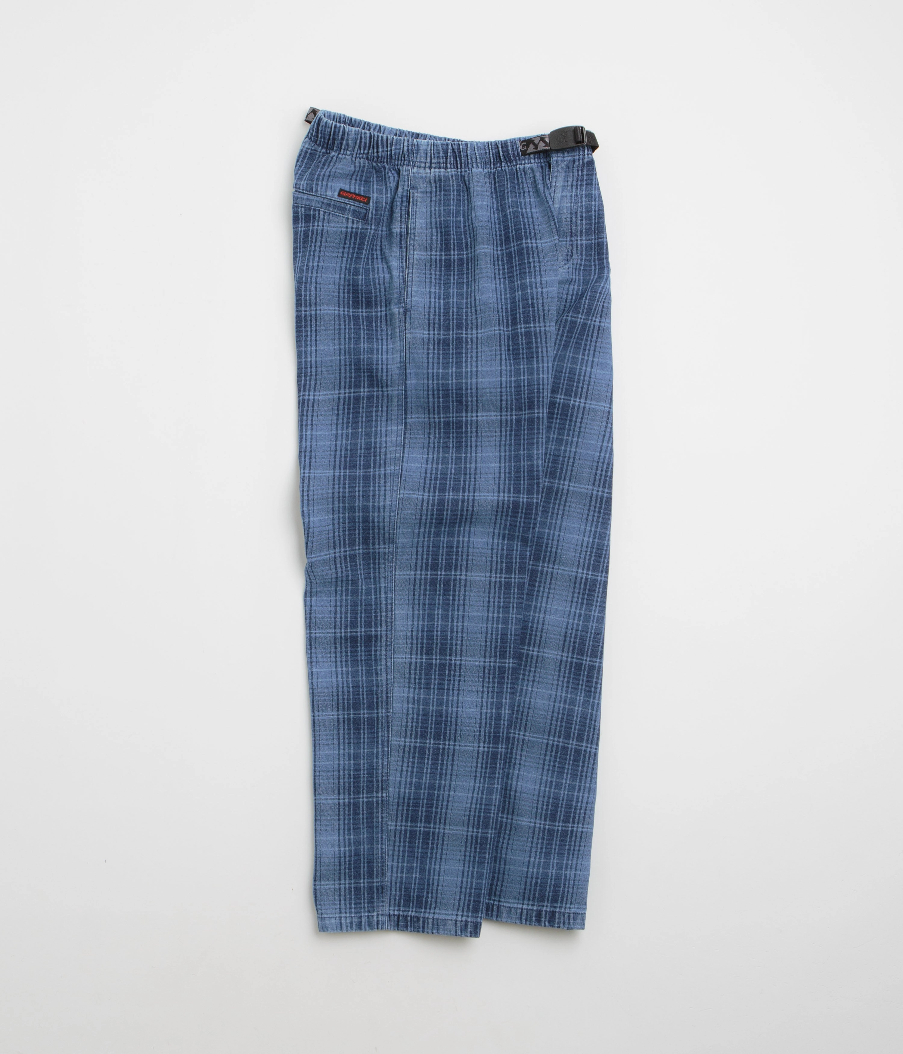 No Ride Up Design Gramicci O.G. Denim Plaid Pants - Indigo Checkered Plaid
