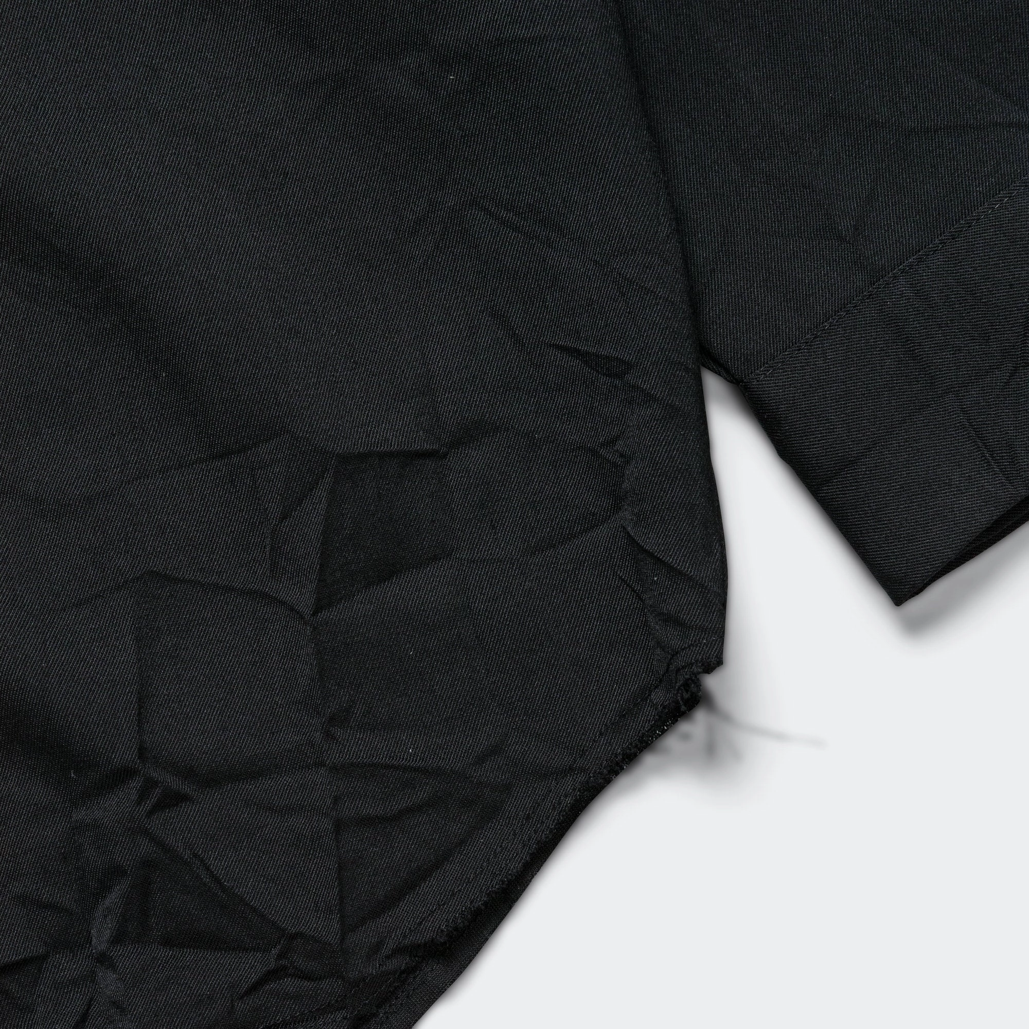 Over Shirt - Black Wrinkled Wool Twill Luxury Feel Seasonal Wardrobe