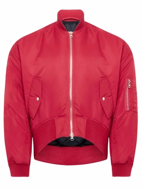 Storm Ready Probability Oversized Curved Hem Bomber Jacket - Ruby