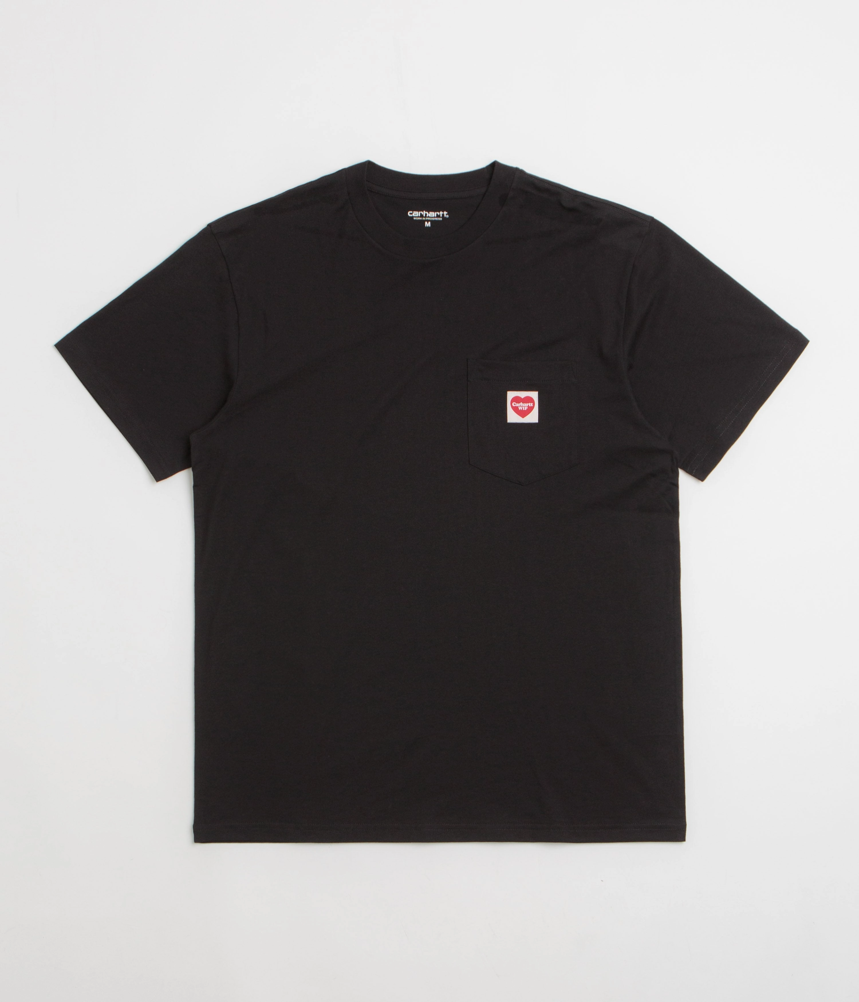 Comfortable Layer Easy Wear Style Carhartt Pocket Heart T-Shirt - Black / Red