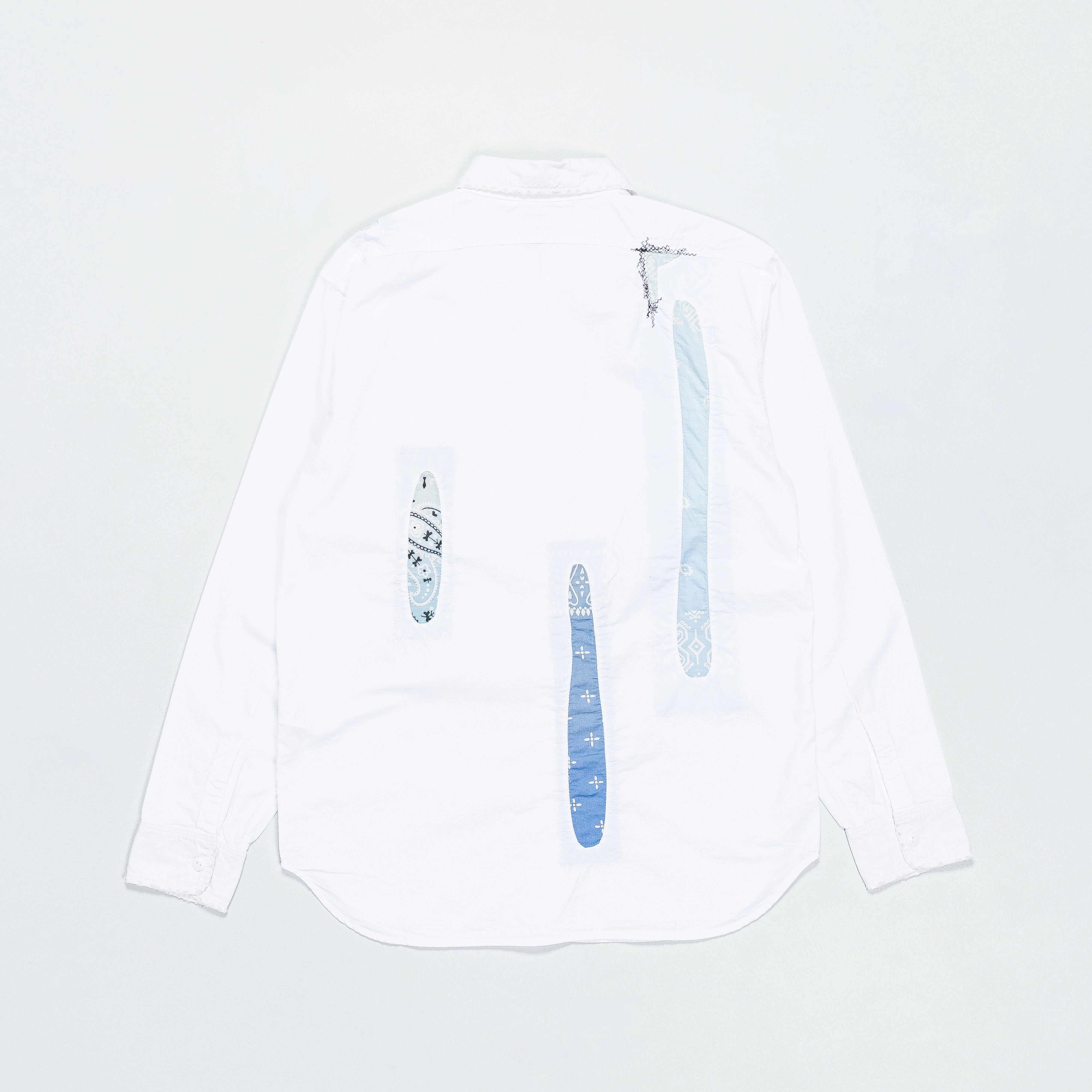 Hidden Button Placket OX KOUNTRY Work Shirt (RAIN BANDANA Remake) - White