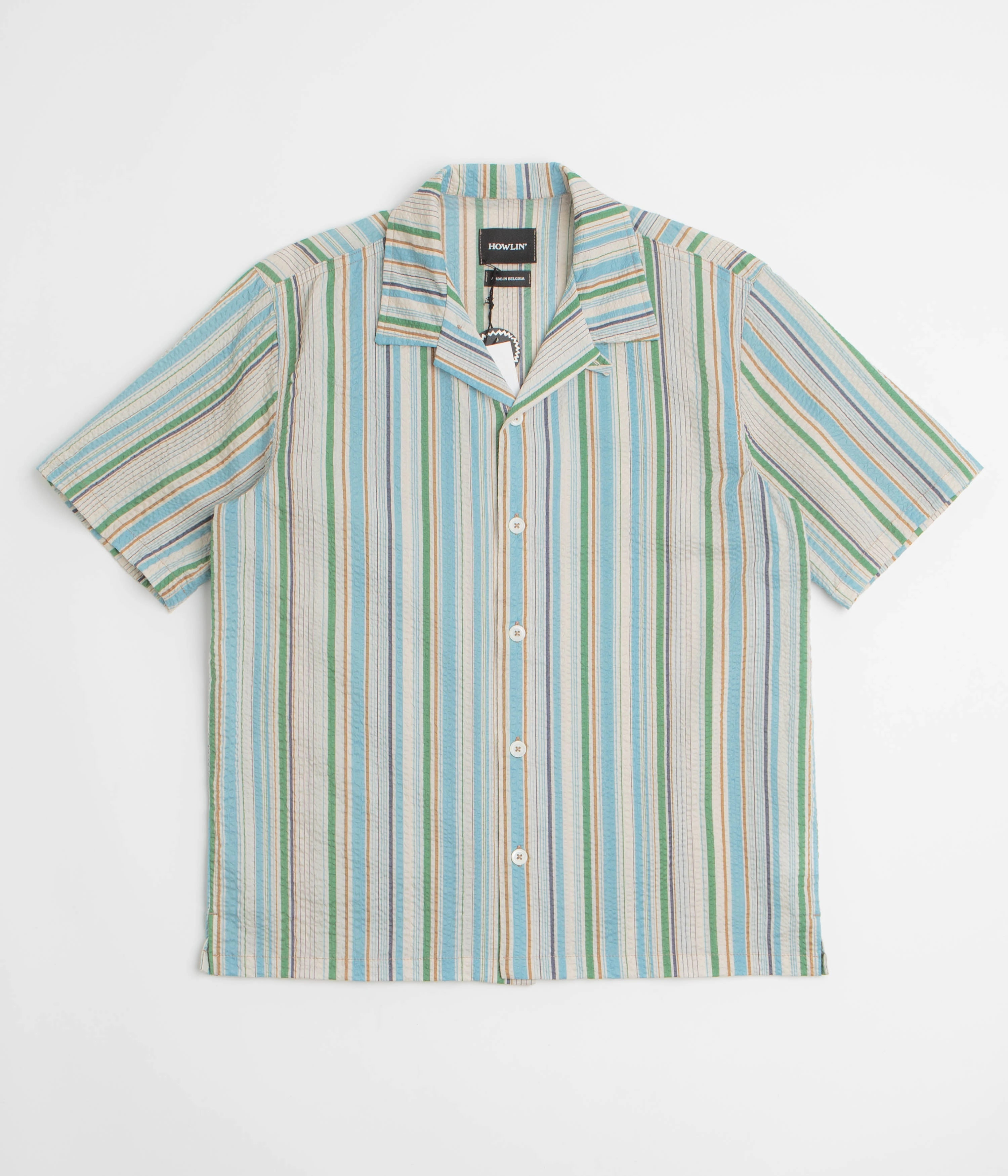 Howlin' Cocktail D??Amore Short Sleeve Shirt - Tropical Stripes Durable Stitching