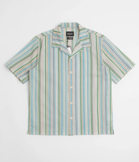 Mesh Insert Double Needle Hemming Howlin' Cocktail D??Amore Short Sleeve Shirt - Tropical Stripes