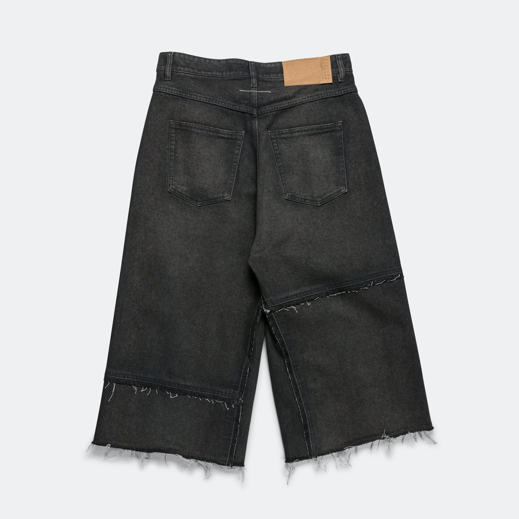 Abrasion Resistant Edges Panelled Denim Shorts - Wolf Grey