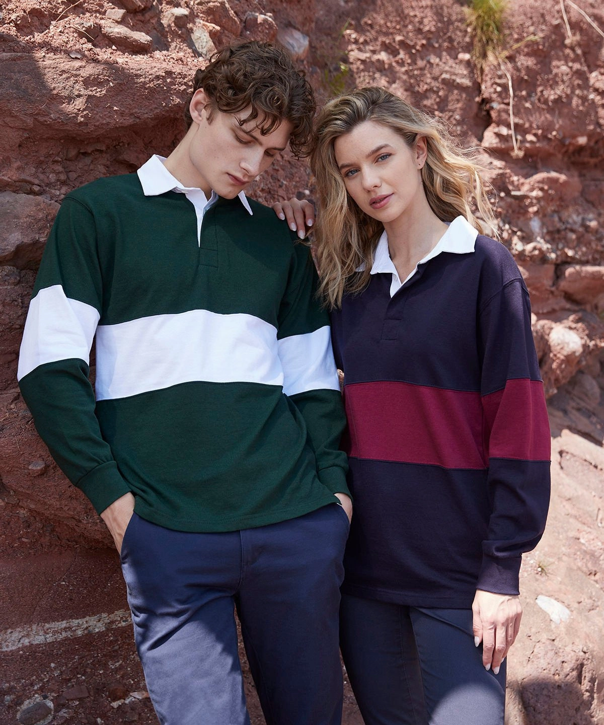 Lightweight Hoodie Panelled rugby shirt | NAVY/WHITE