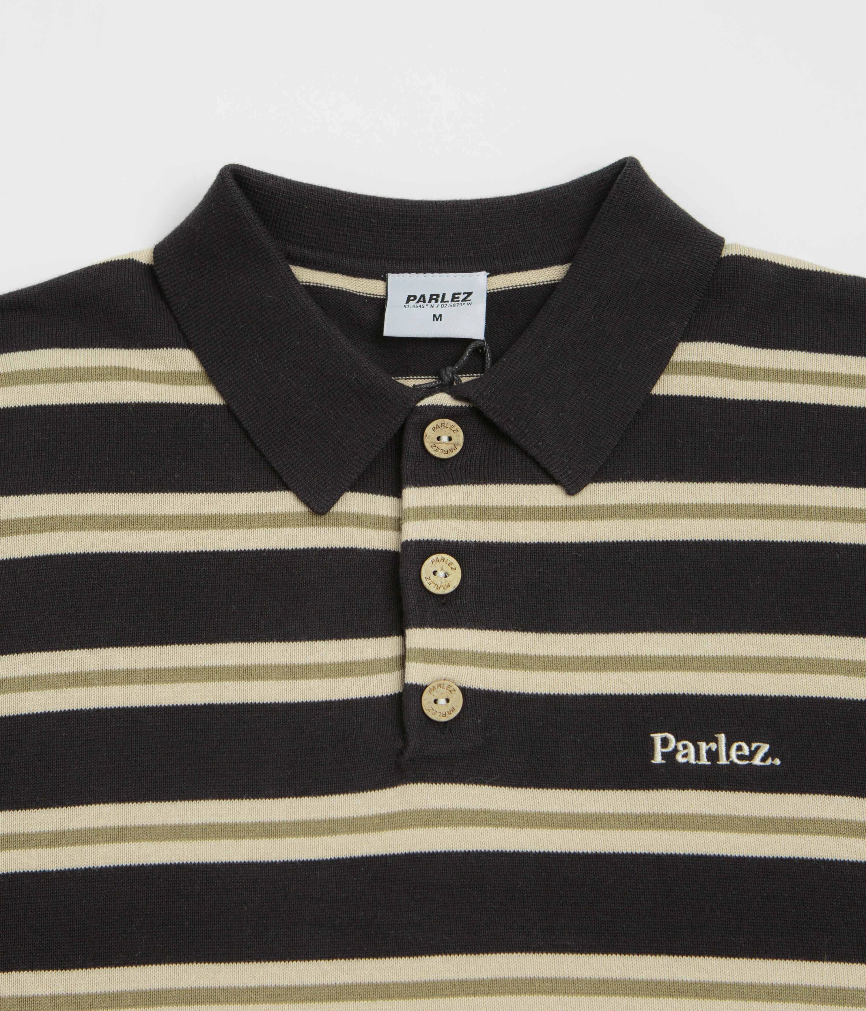 Checkered Style Parlez Aspen Long Sleeve Polo Shirt - Black