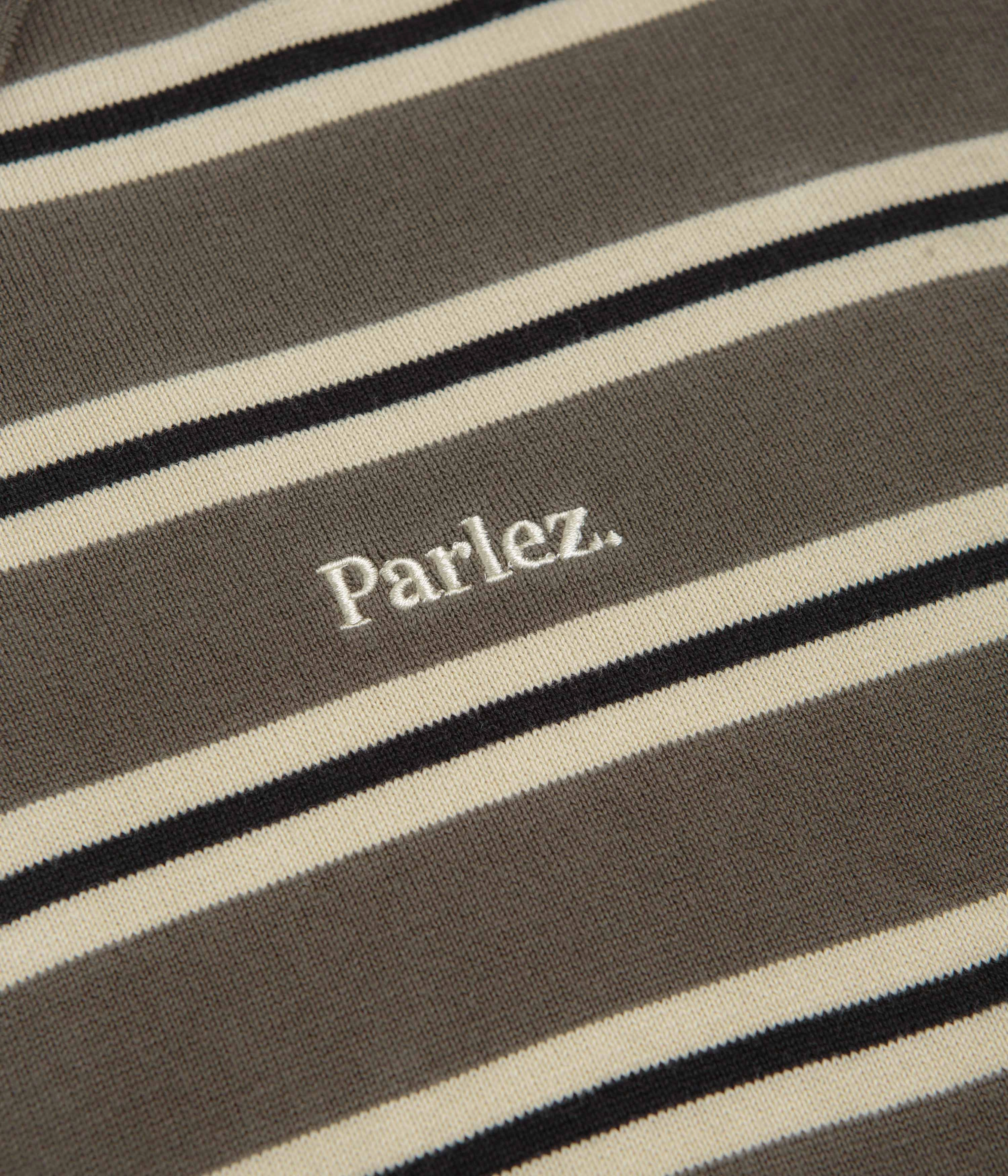 Parlez Aspen Long Sleeve Polo Shirt - Moss Eco Dye Technique Neutral Toned Stitching
