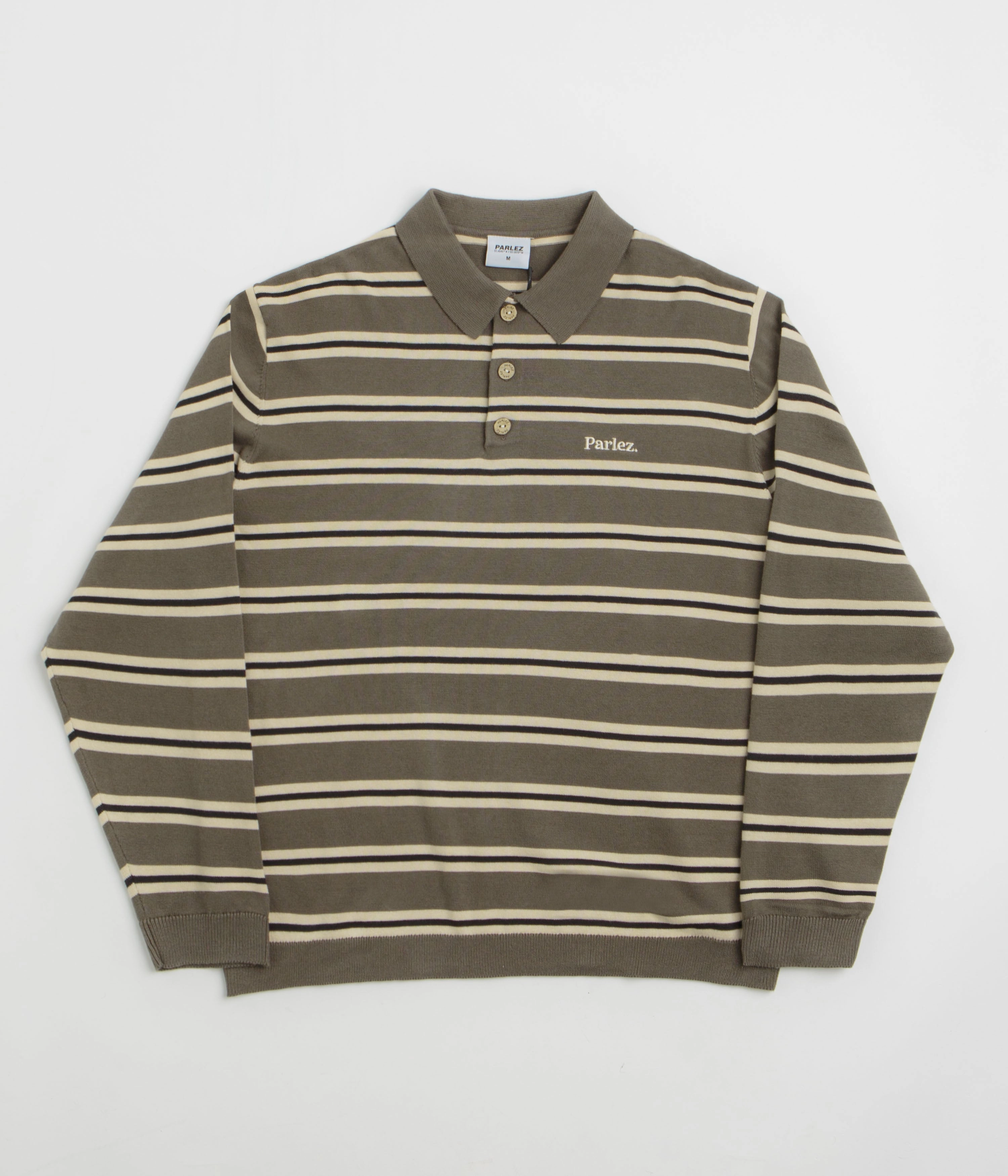 Solid Hue Gym Companion Parlez Aspen Long Sleeve Polo Shirt - Moss