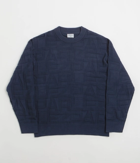 Parlez Block Crewneck Sweatshirt - Midnight good for rainy days color fast
