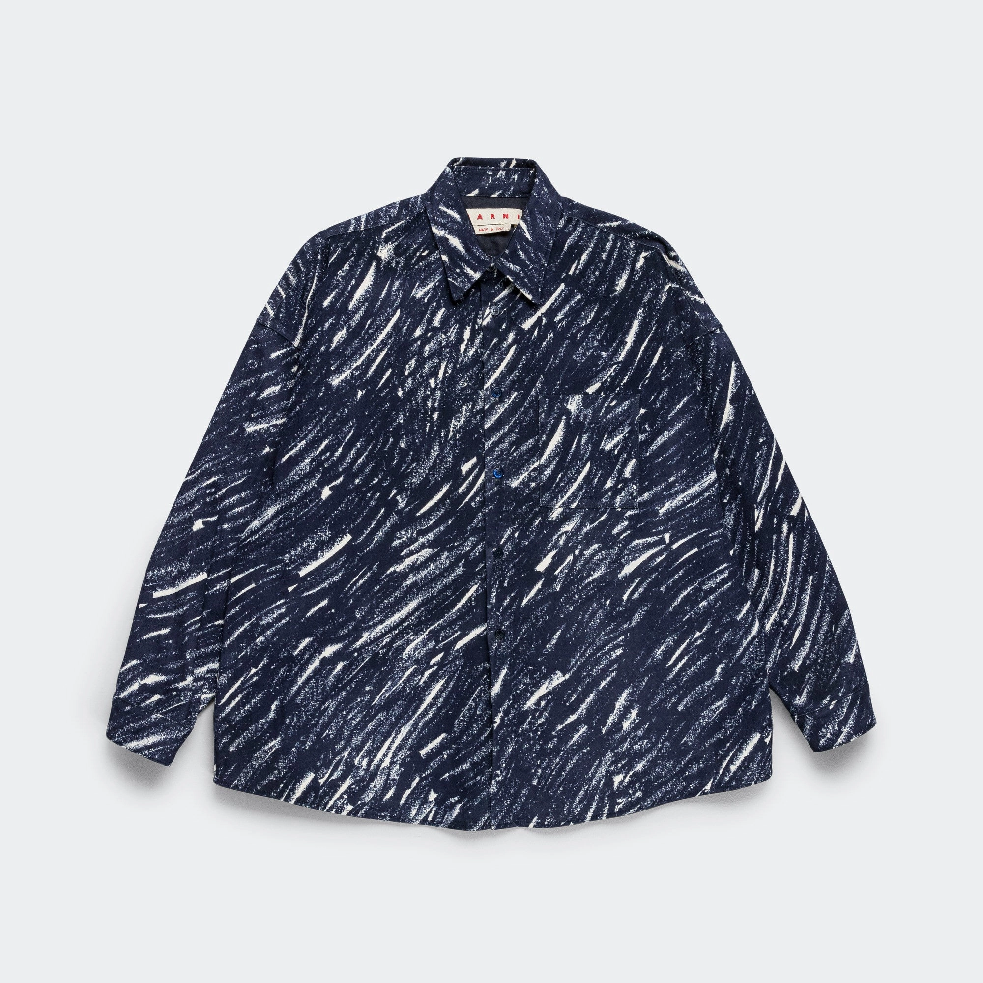 Crayon Pattern Flocked Denim Shirt - Blue Picnic Outfit