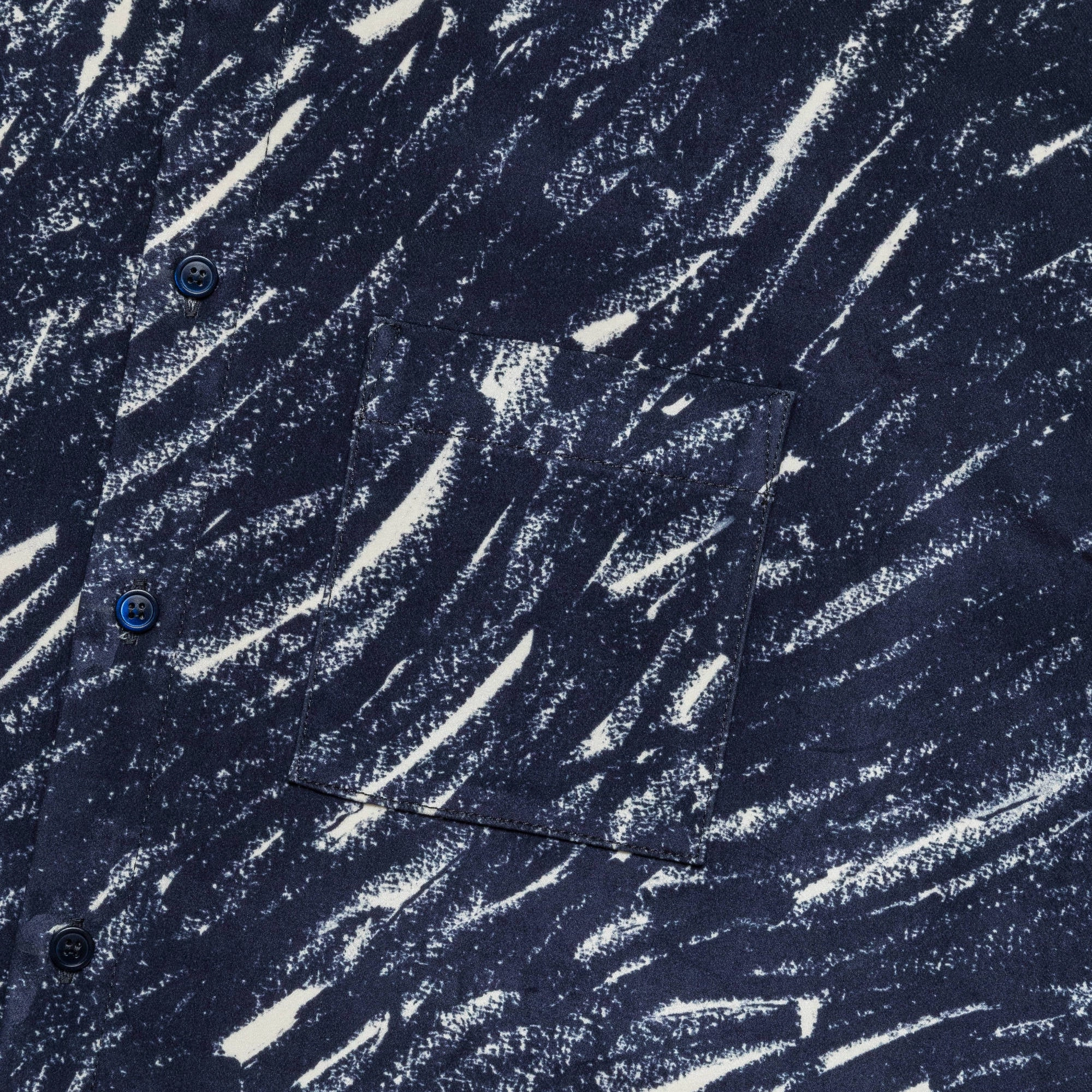 Lightweight Weave Stretchable Fabric Crayon Pattern Flocked Denim Shirt - Blue