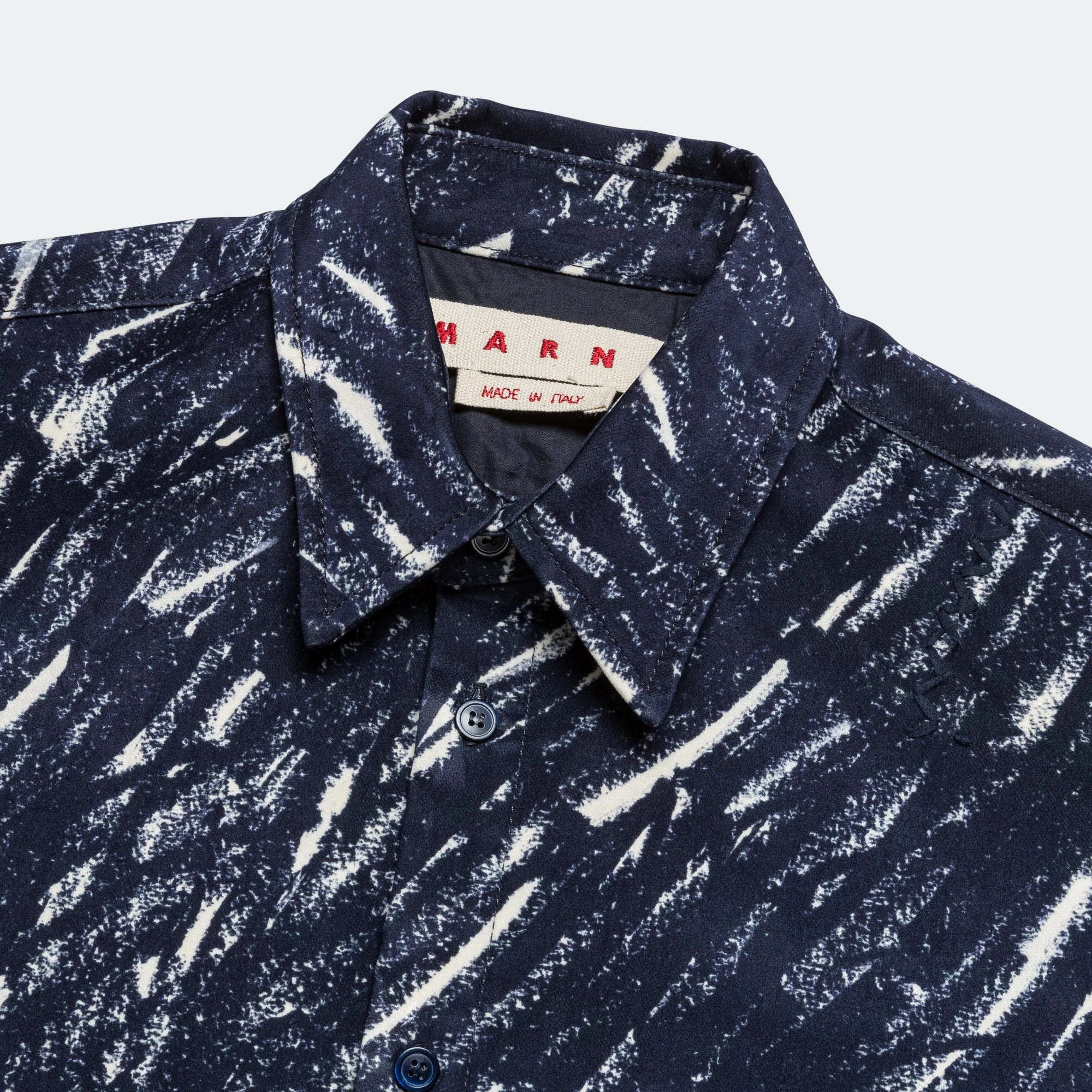 Urban Style Premium Finish Crayon Pattern Flocked Denim Shirt - Blue