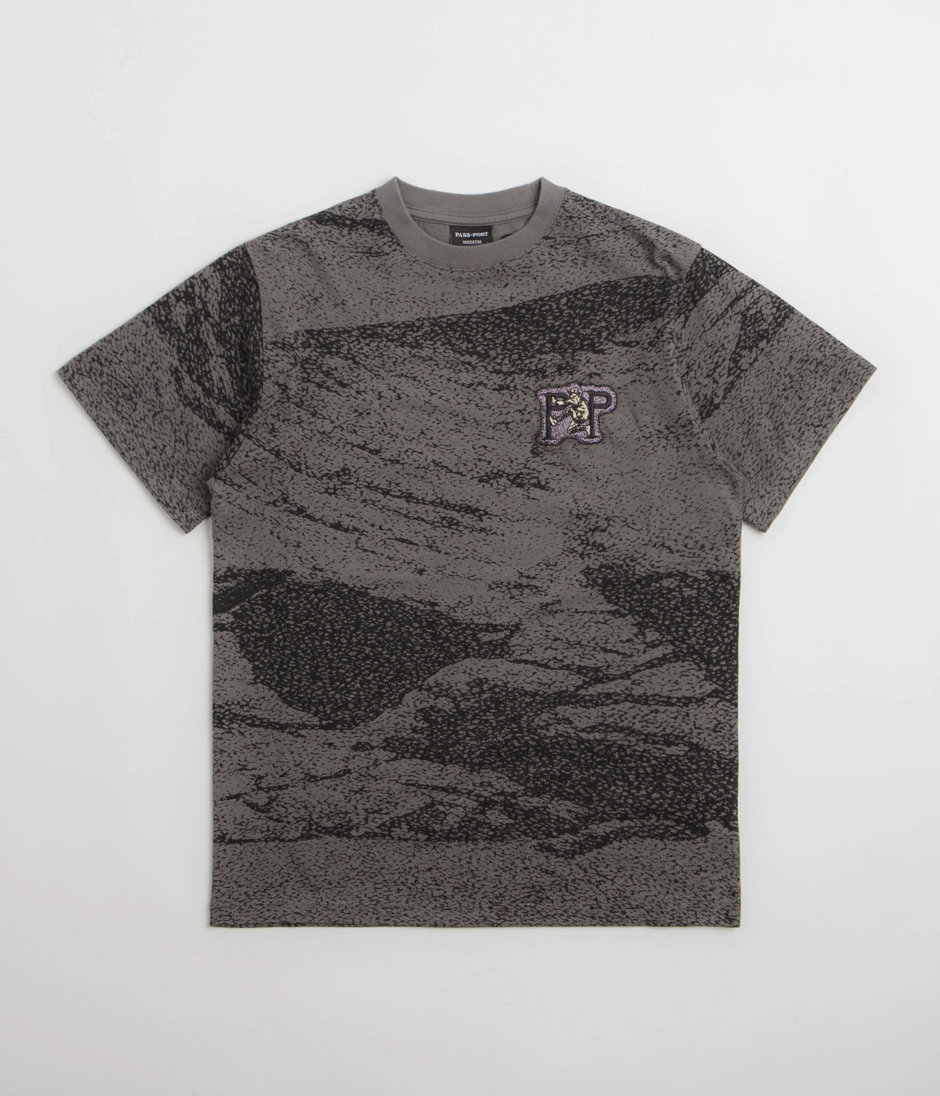 Pass Port Cave-In T-Shirt - Charcoal Durable Knitwear