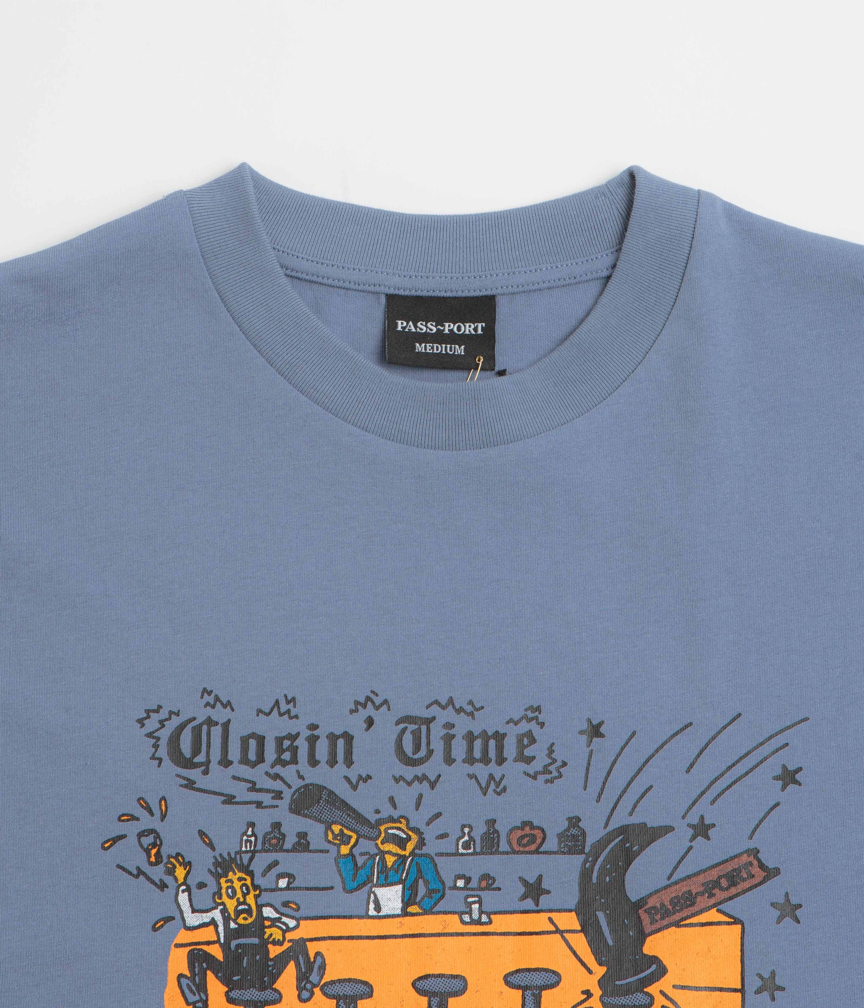 Pass Port Closin' Time T-Shirt - Washed Out Blue Cycling endurance Chilly Comfort