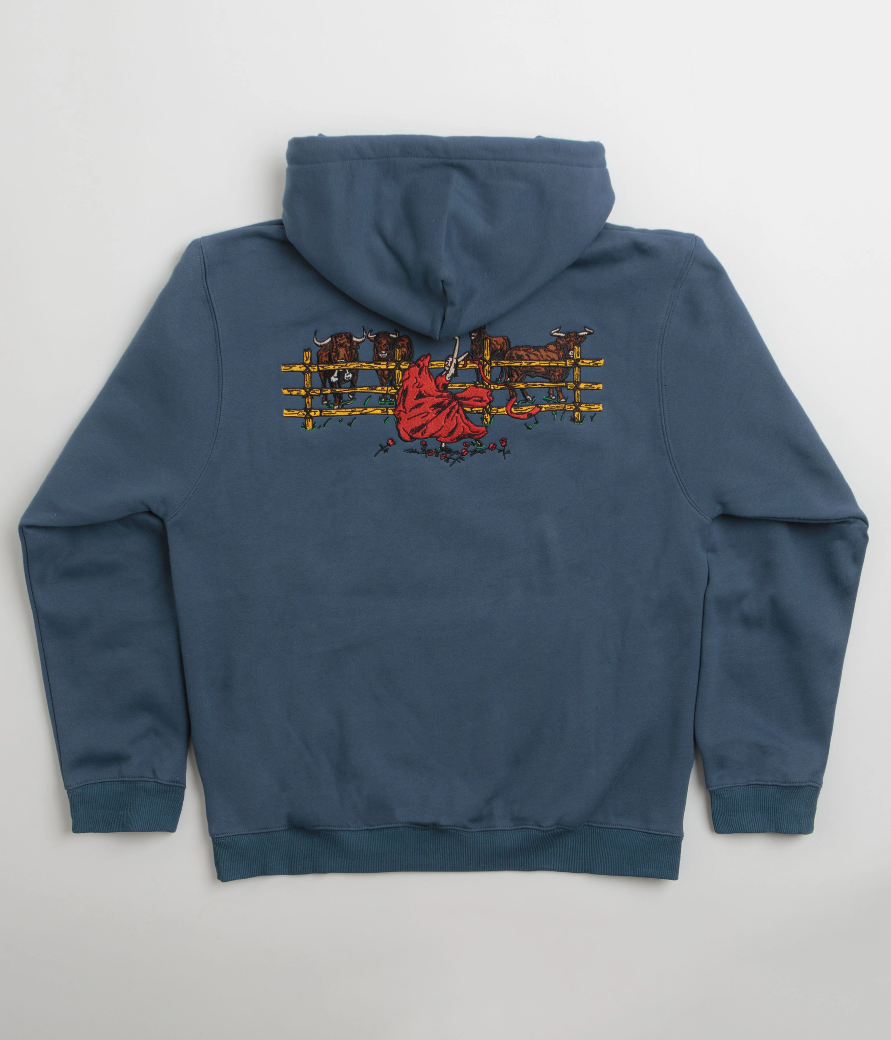 Fleece Lined Interior Pass Port Red Flag Hoodie - Harbour Blue