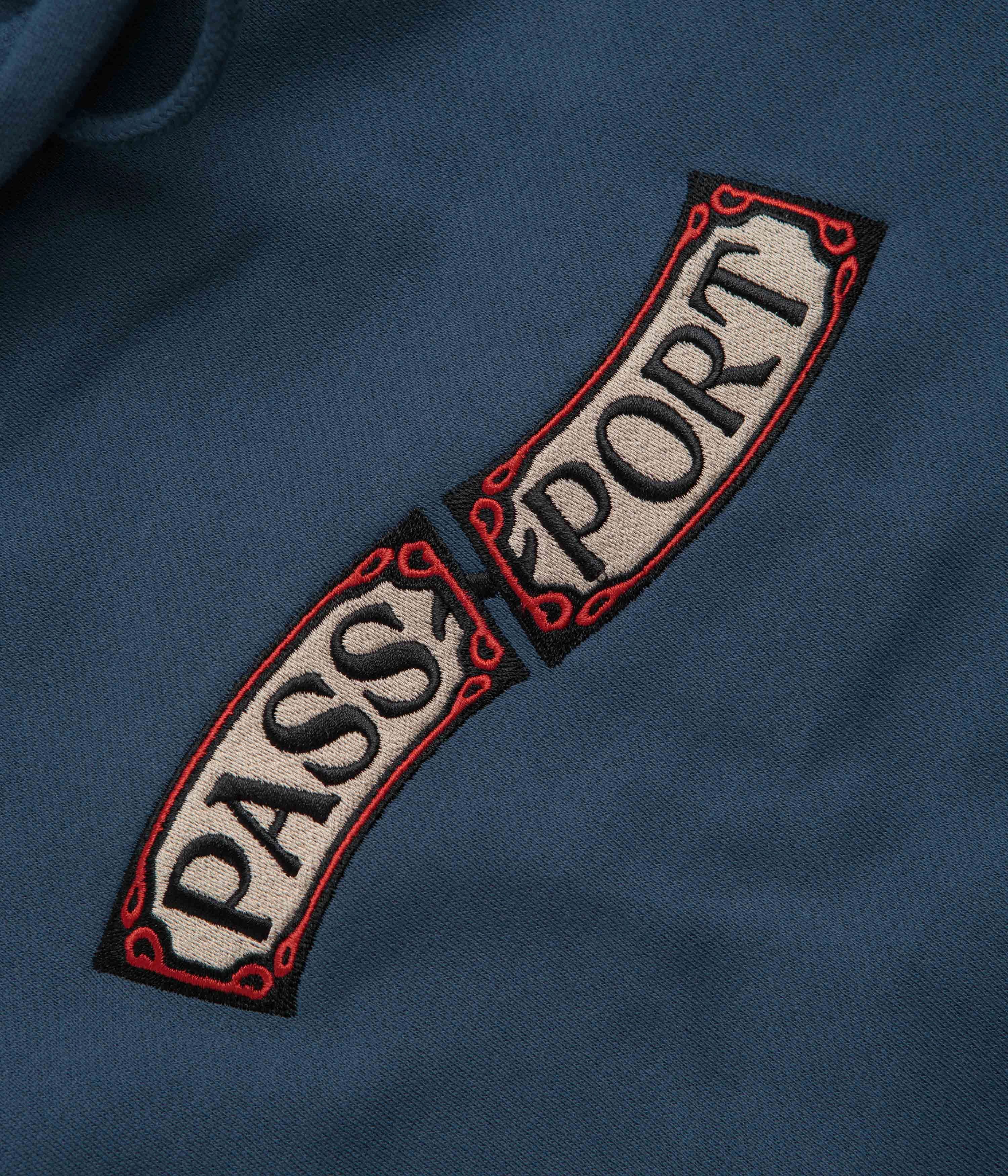 Brushtail possum like Tonal Stitching Pass Port Red Flag Hoodie - Harbour Blue