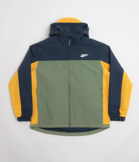 Clock Nightwear Pasteelo Hooded Windbreaker Jacket - Navy / Olive / Gold