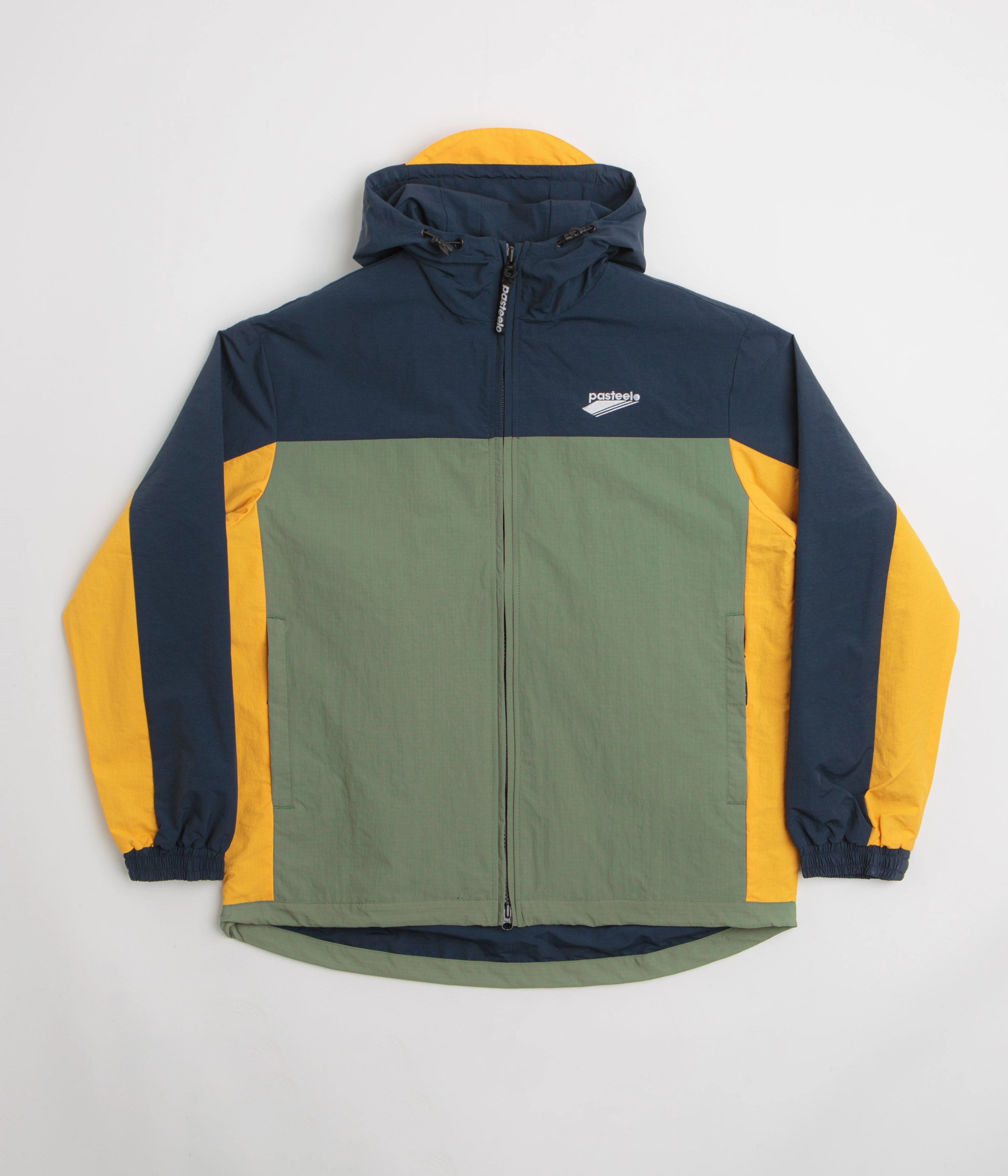 Clock Nightwear Pasteelo Hooded Windbreaker Jacket - Navy / Olive / Gold